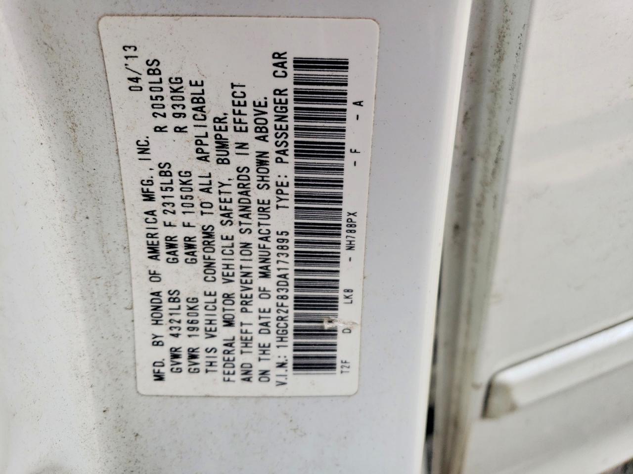 2013 Honda Accord Exl White vin: 1HGCR2F83DA173895