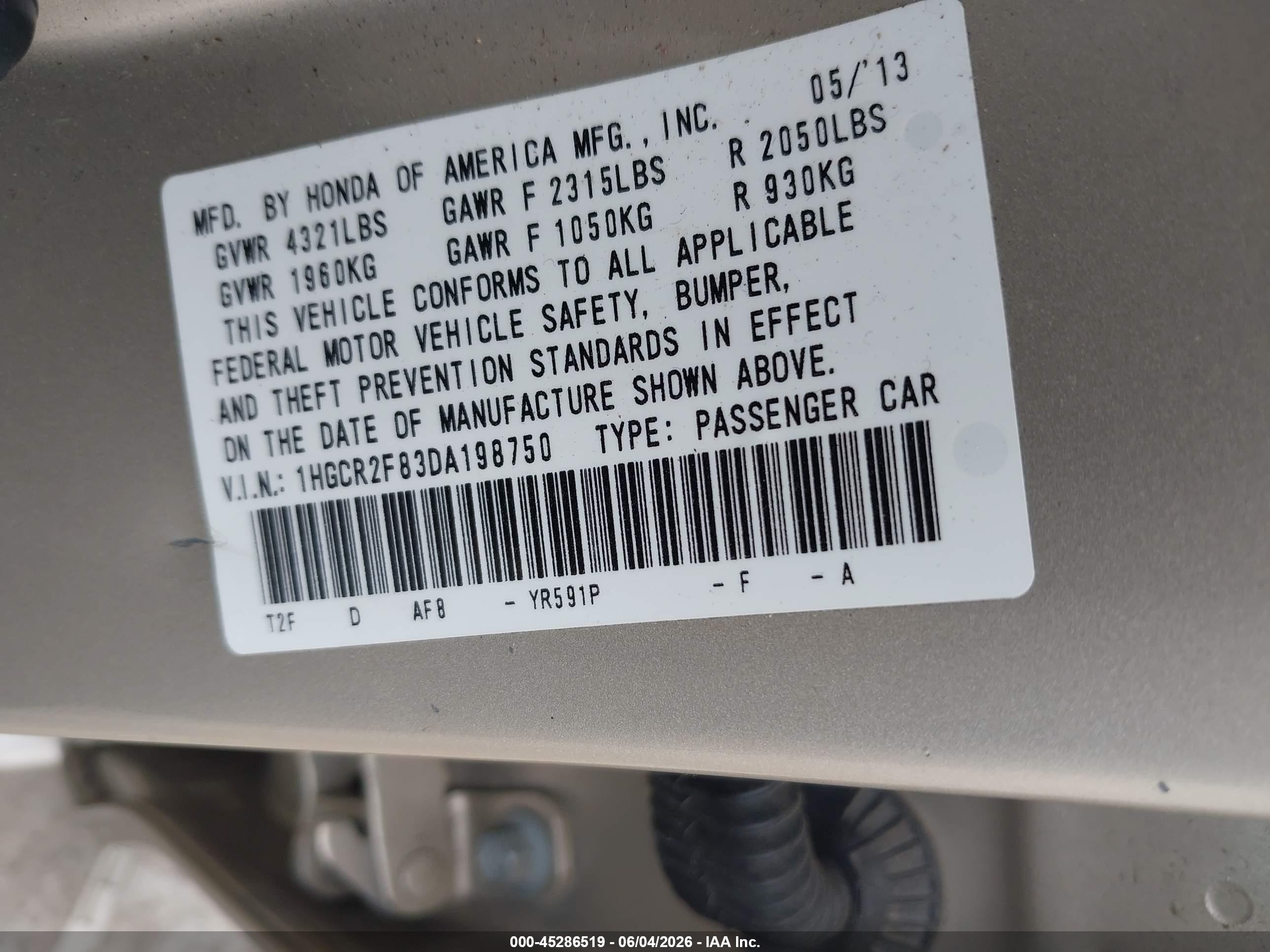 2013 Honda Accord Ex-l Бежевый vin: 1HGCR2F83DA198750