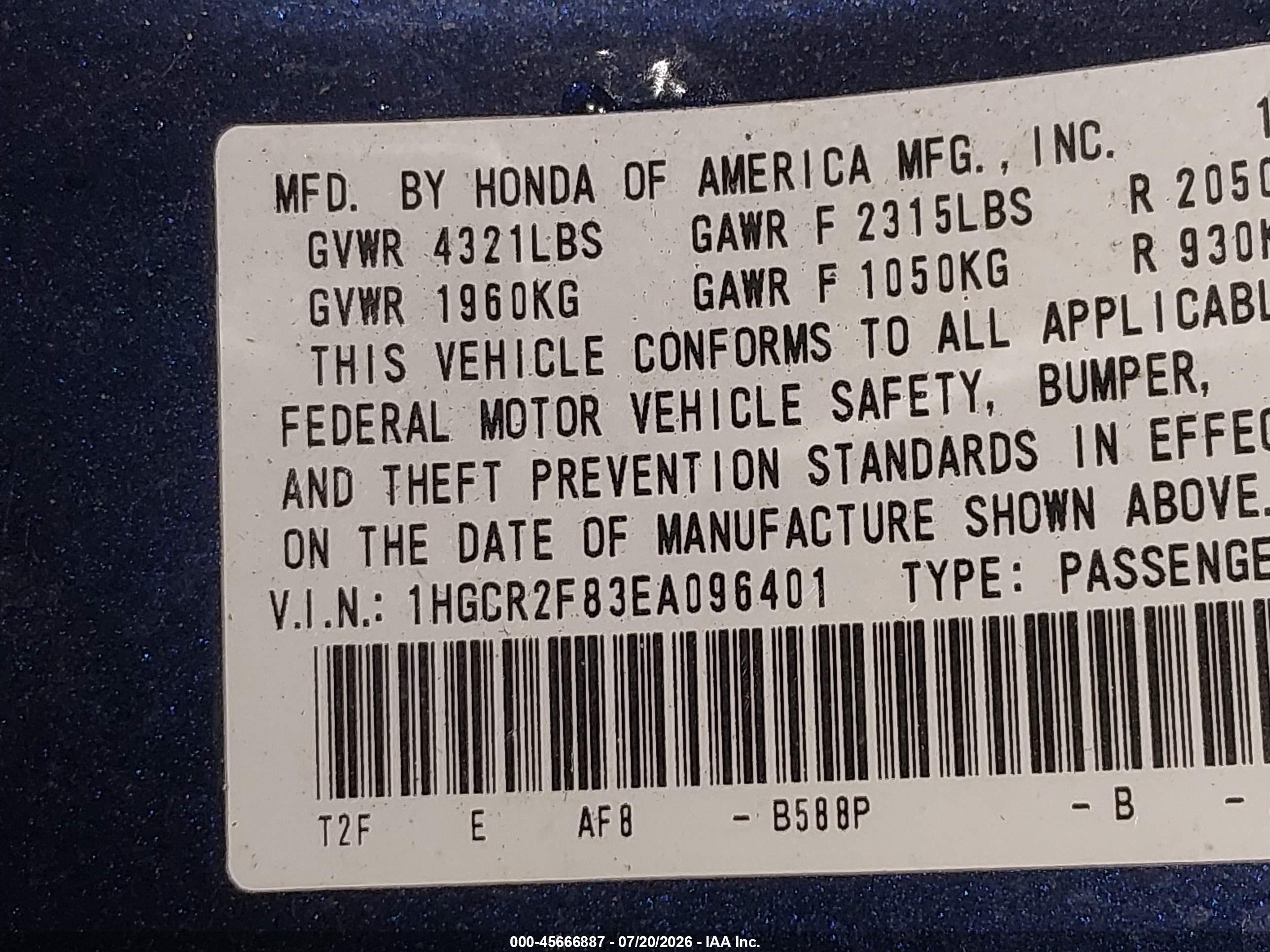2014 Honda Accord Ex-l Blue vin: 1HGCR2F83EA096401