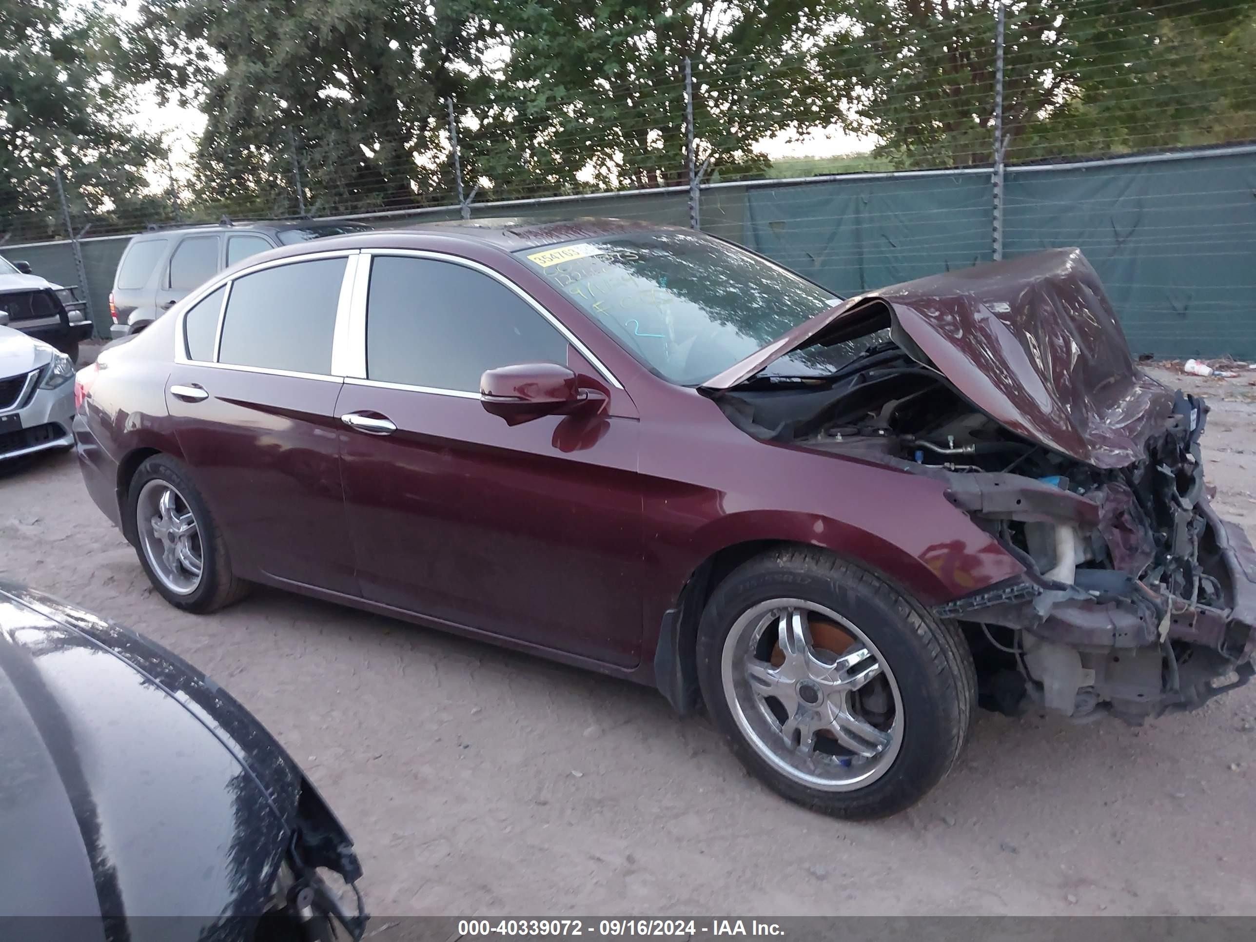 2015 Honda Accord Ex-l Maroon vin: 1HGCR2F83FA122660