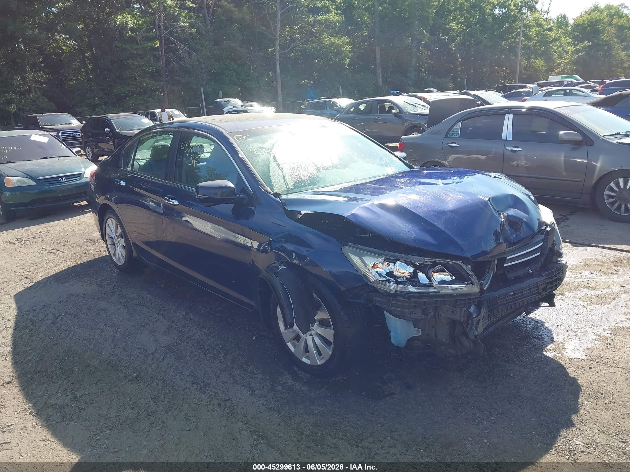 2015 Honda Accord Ex-l Blue vin: 1HGCR2F83FA150491