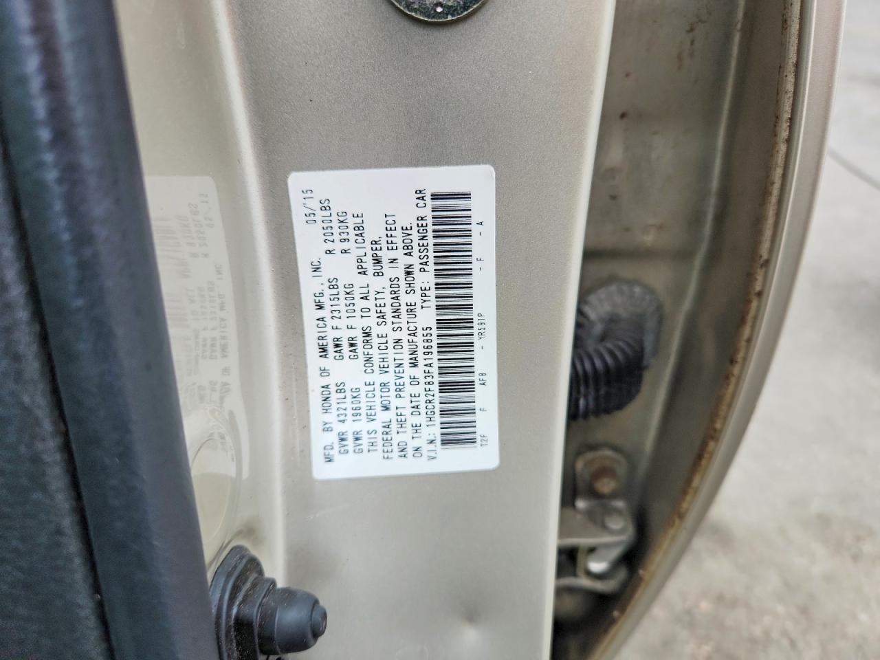 2015 Honda Accord Exl Beige vin: 1HGCR2F83FA196855