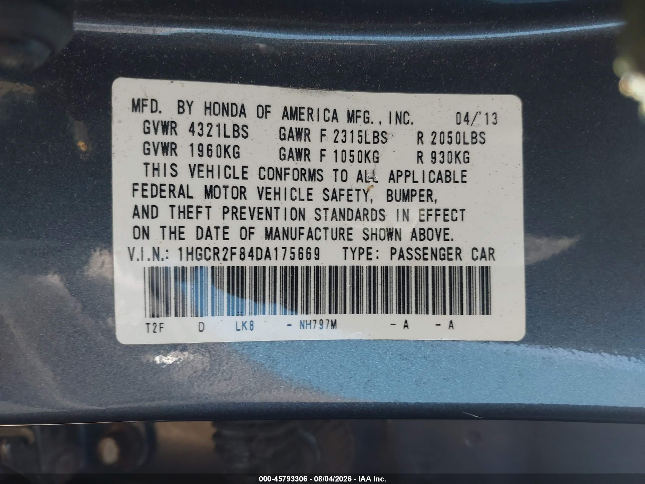 2013 Honda Accord Ex-l Gray vin: 1HGCR2F84DA175669