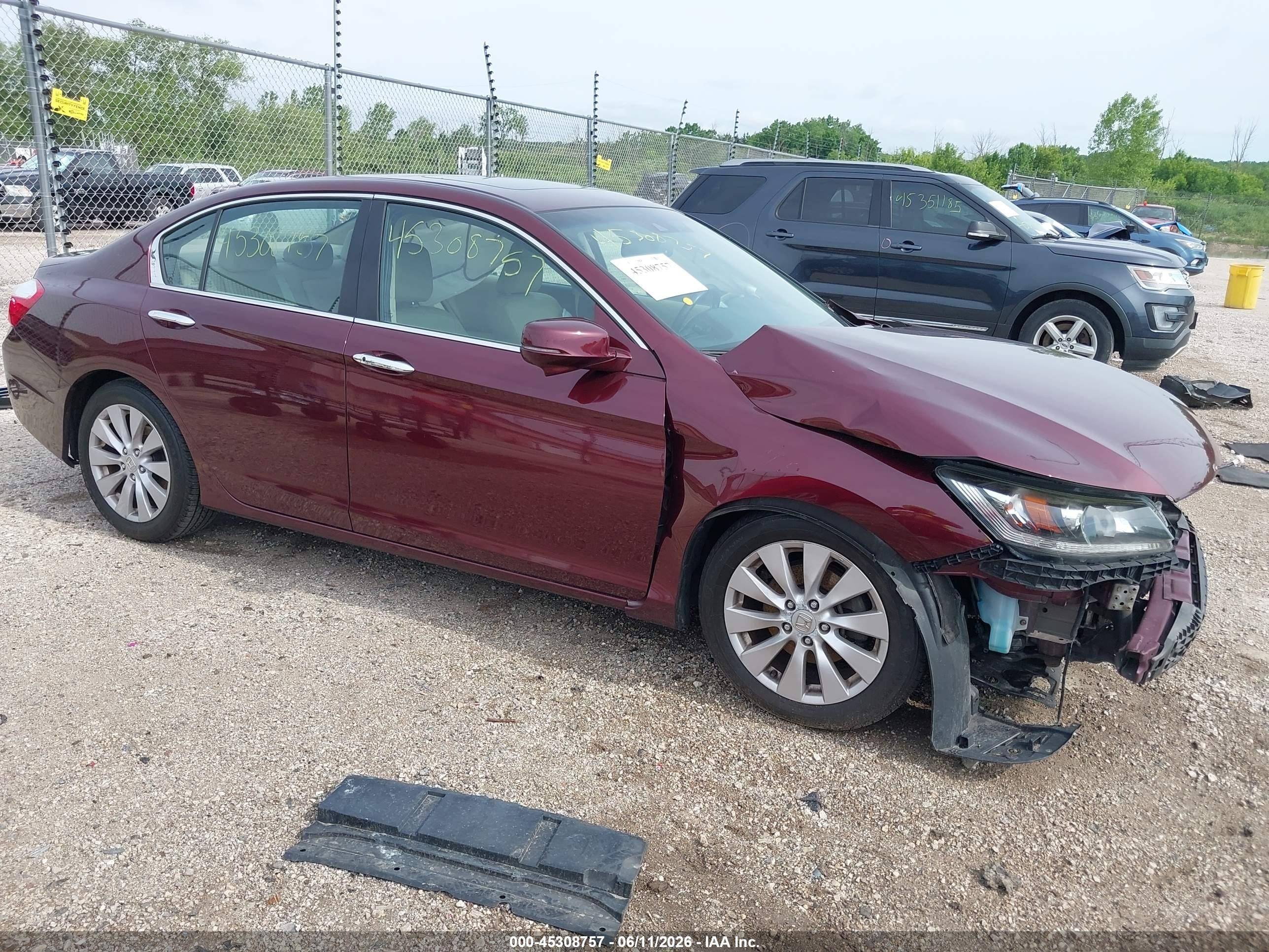 2013 Honda Accord Ex-l Burgundy vin: 1HGCR2F84DA261774