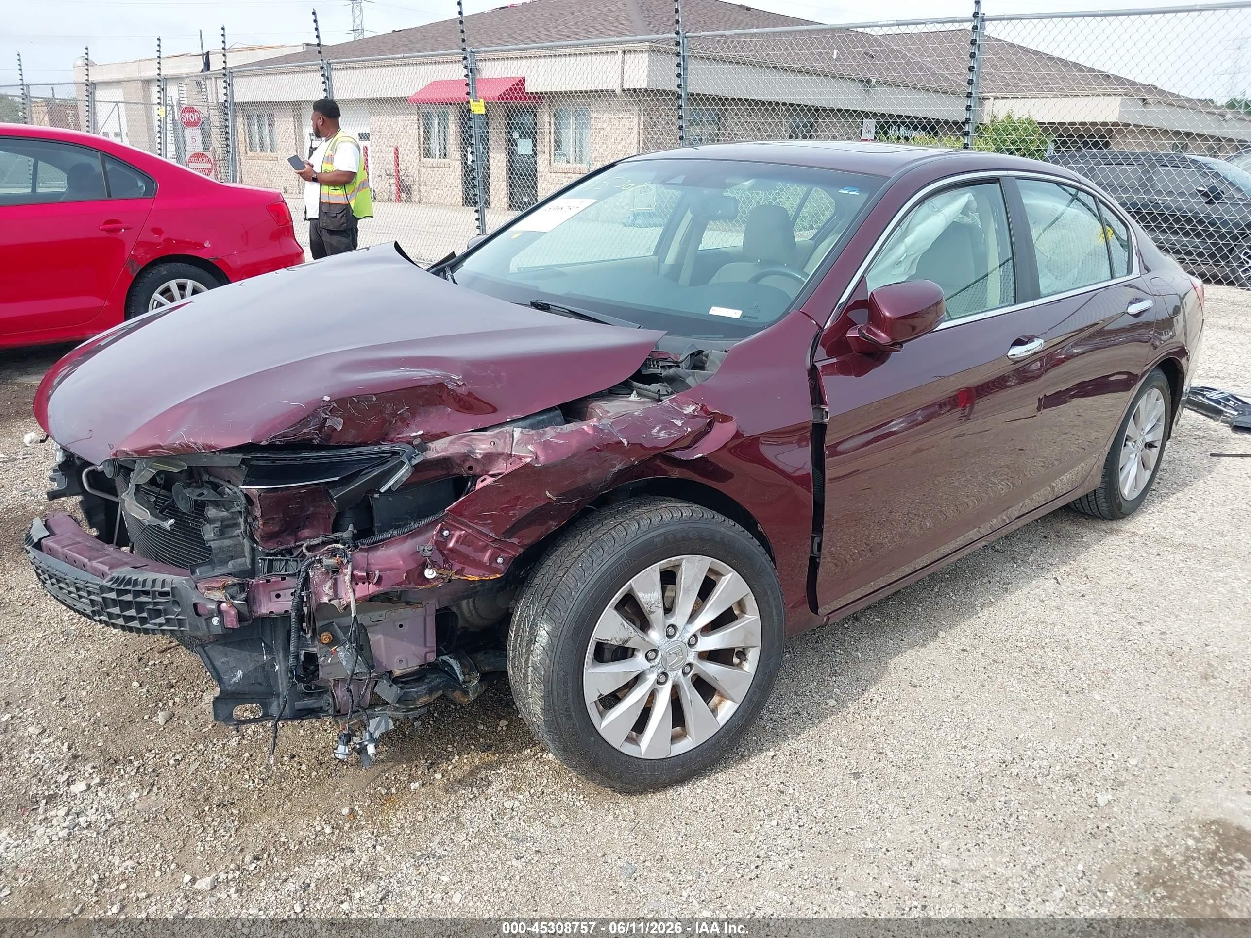 2013 Honda Accord Ex-l Burgundy vin: 1HGCR2F84DA261774