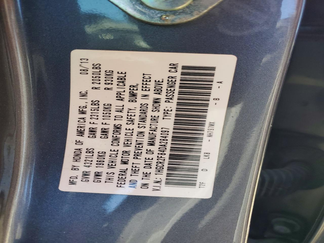 2013 Honda Accord Exl Gray vin: 1HGCR2F84DA284097