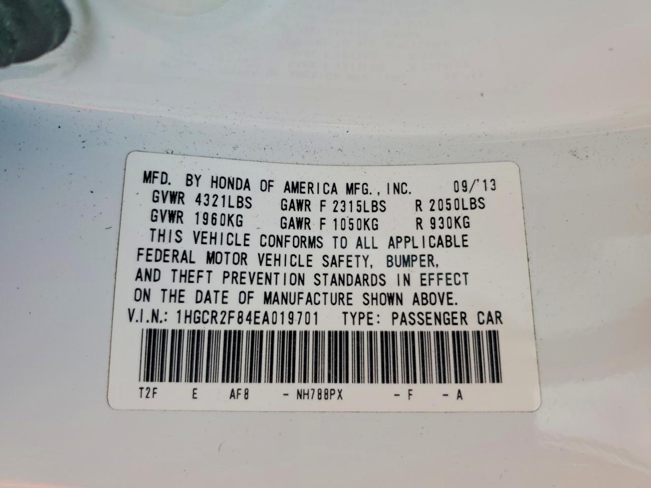 2014 Honda Accord Exl White vin: 1HGCR2F84EA019701