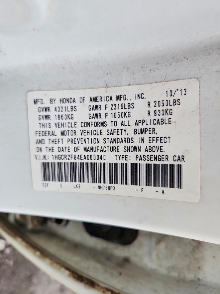 2014 Honda Accord Exl White vin: 1HGCR2F84EA060040