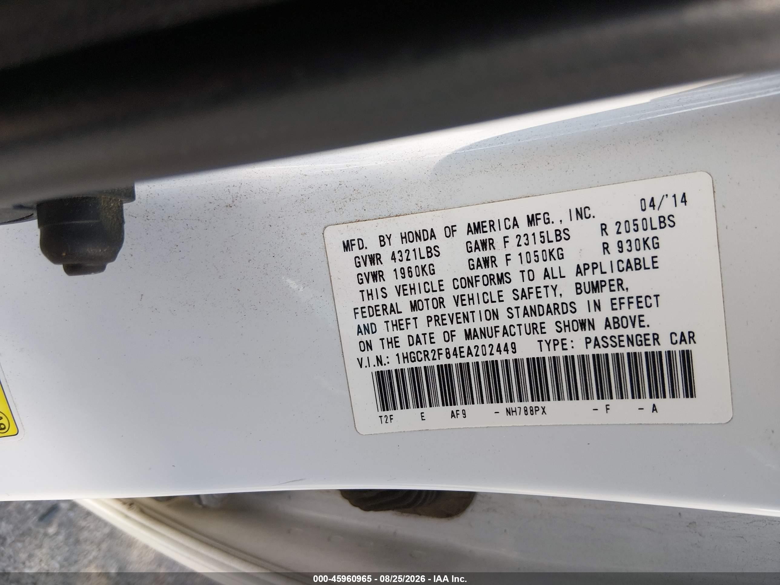 2014 Honda Accord Ex-l White vin: 1HGCR2F84EA202449