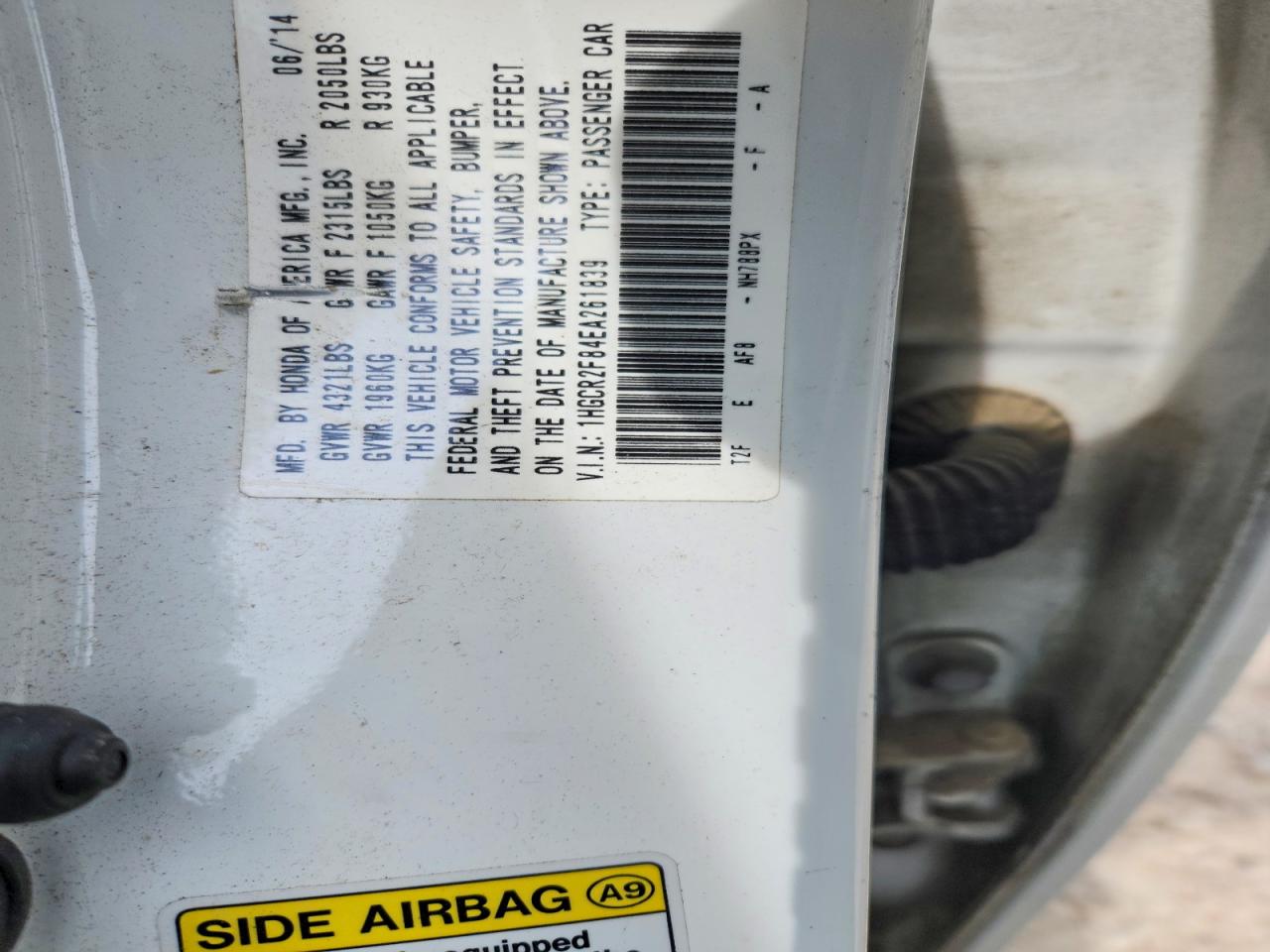 2014 Honda Accord Exl White vin: 1HGCR2F84EA261839