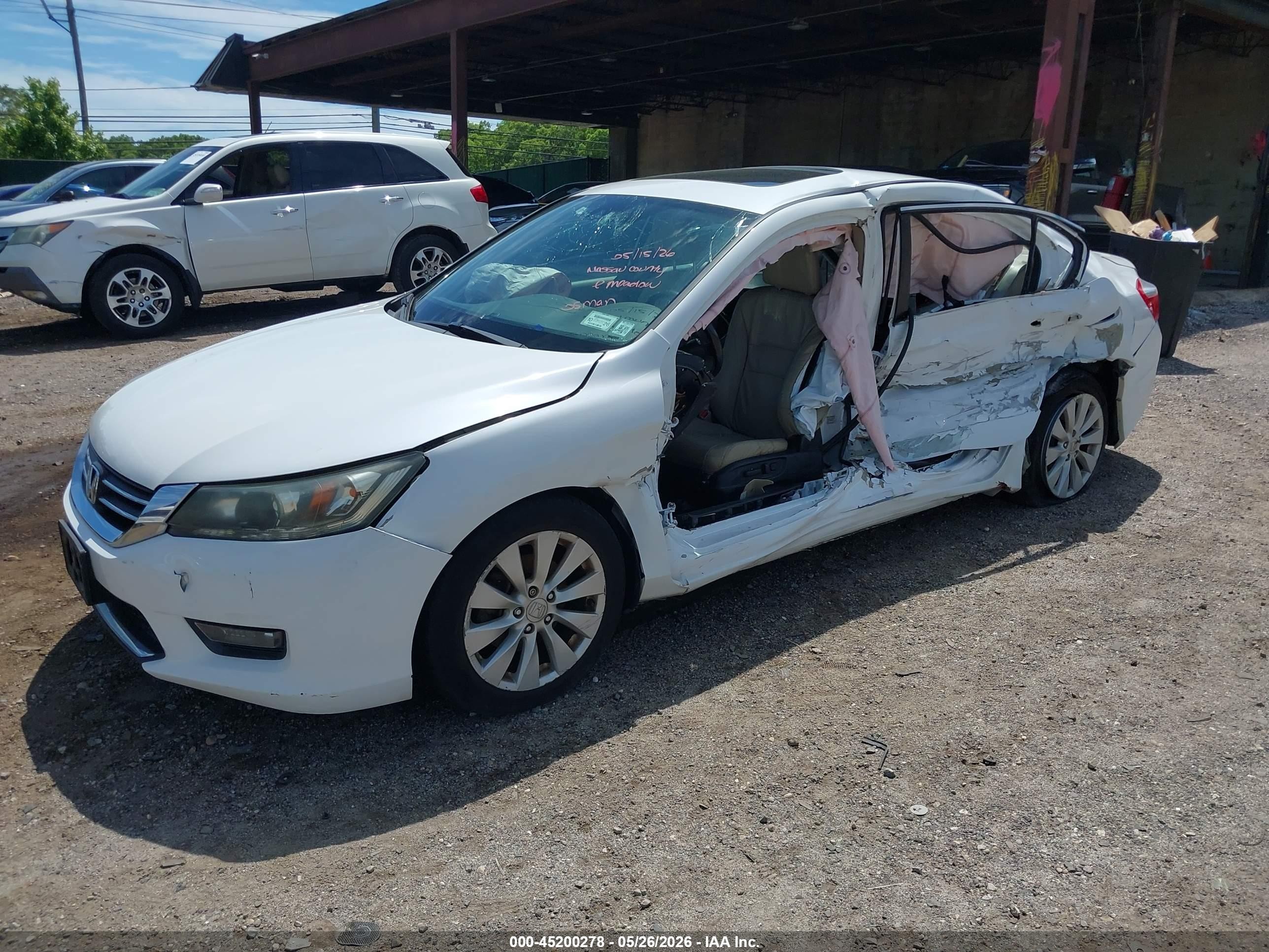 2015 Honda Accord Ex-l White vin: 1HGCR2F84FA026018