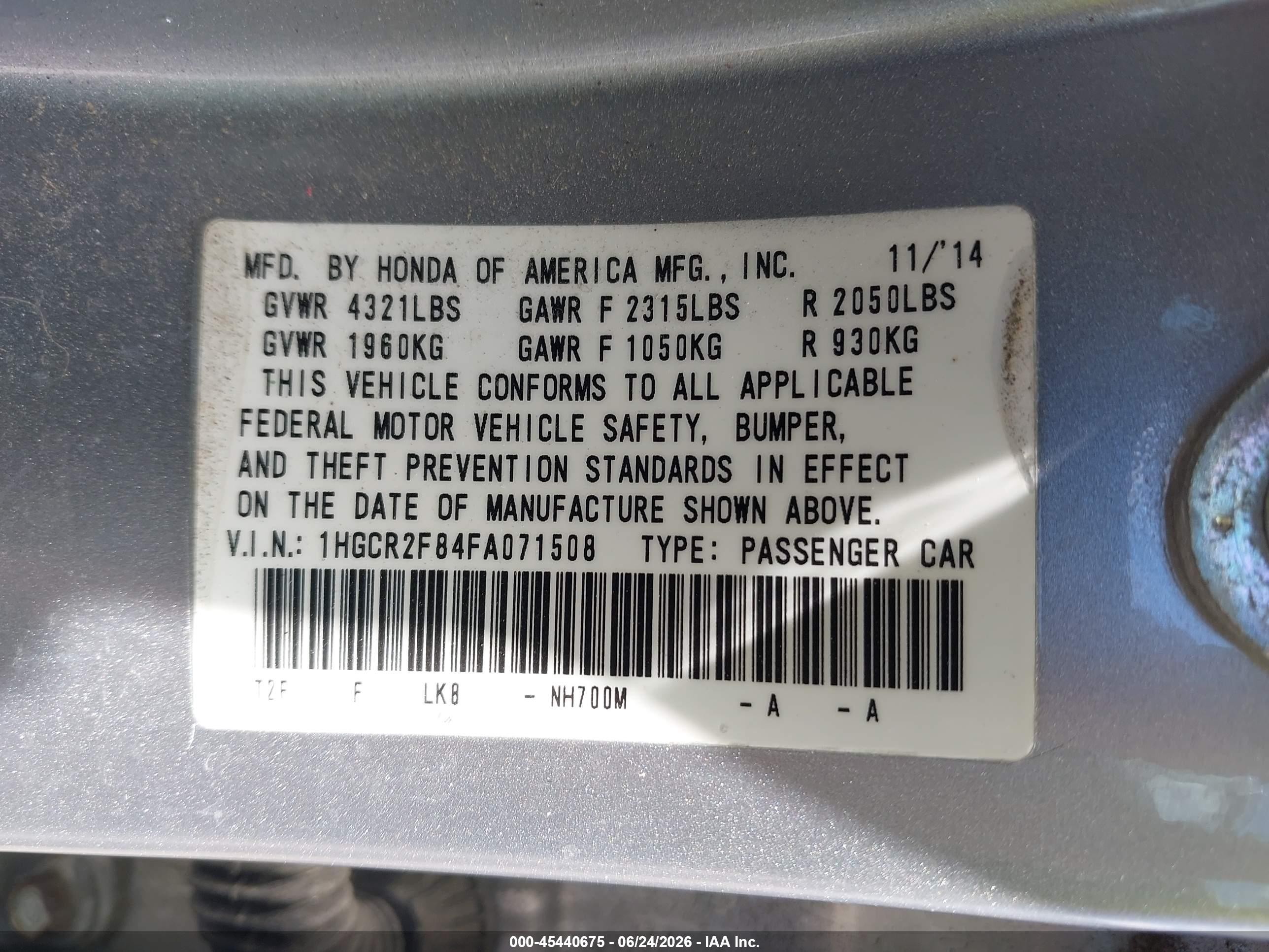 2015 Honda Accord Ex-l Silver vin: 1HGCR2F84FA071508