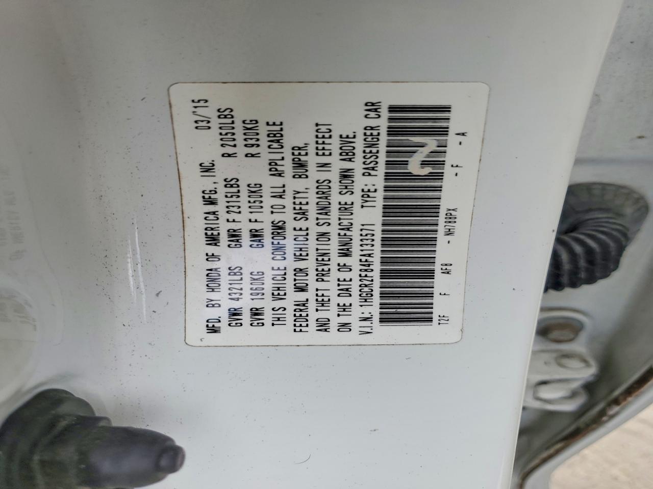 2015 Honda Accord Exl White vin: 1HGCR2F84FA133571