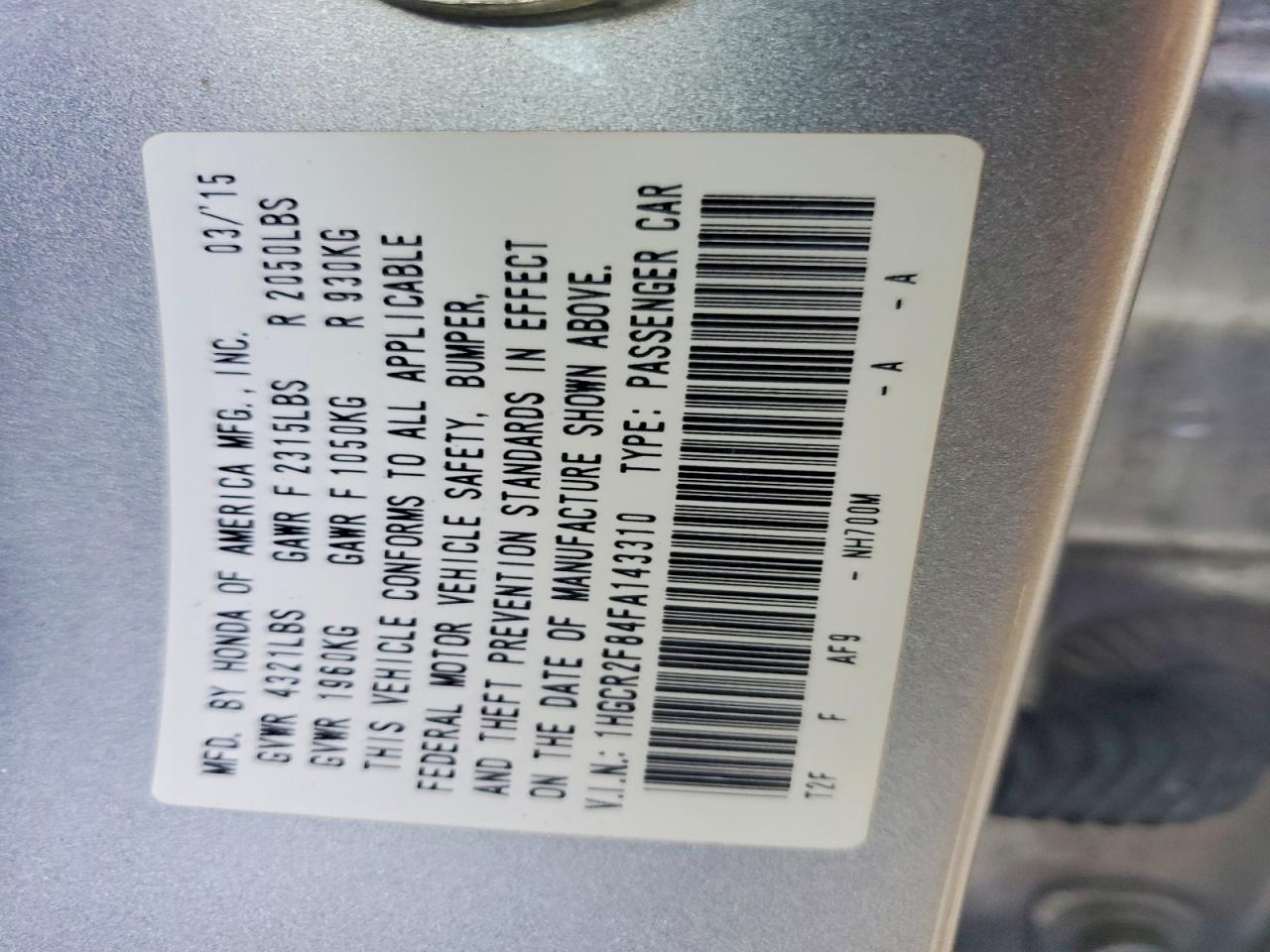 2015 Honda Accord Exl Серебряный vin: 1HGCR2F84FA143310