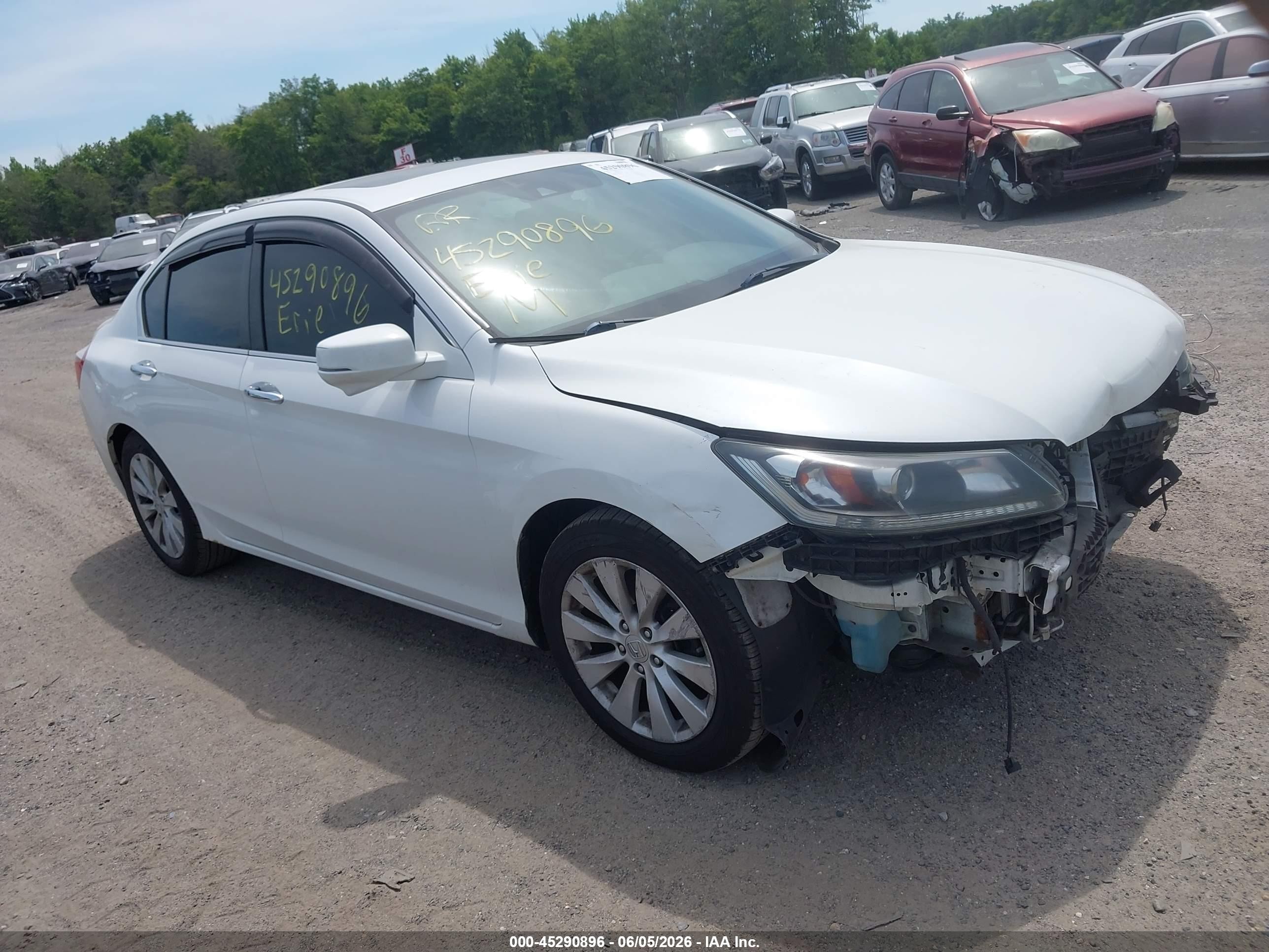 2015 Honda Accord Ex-l White vin: 1HGCR2F84FA165419