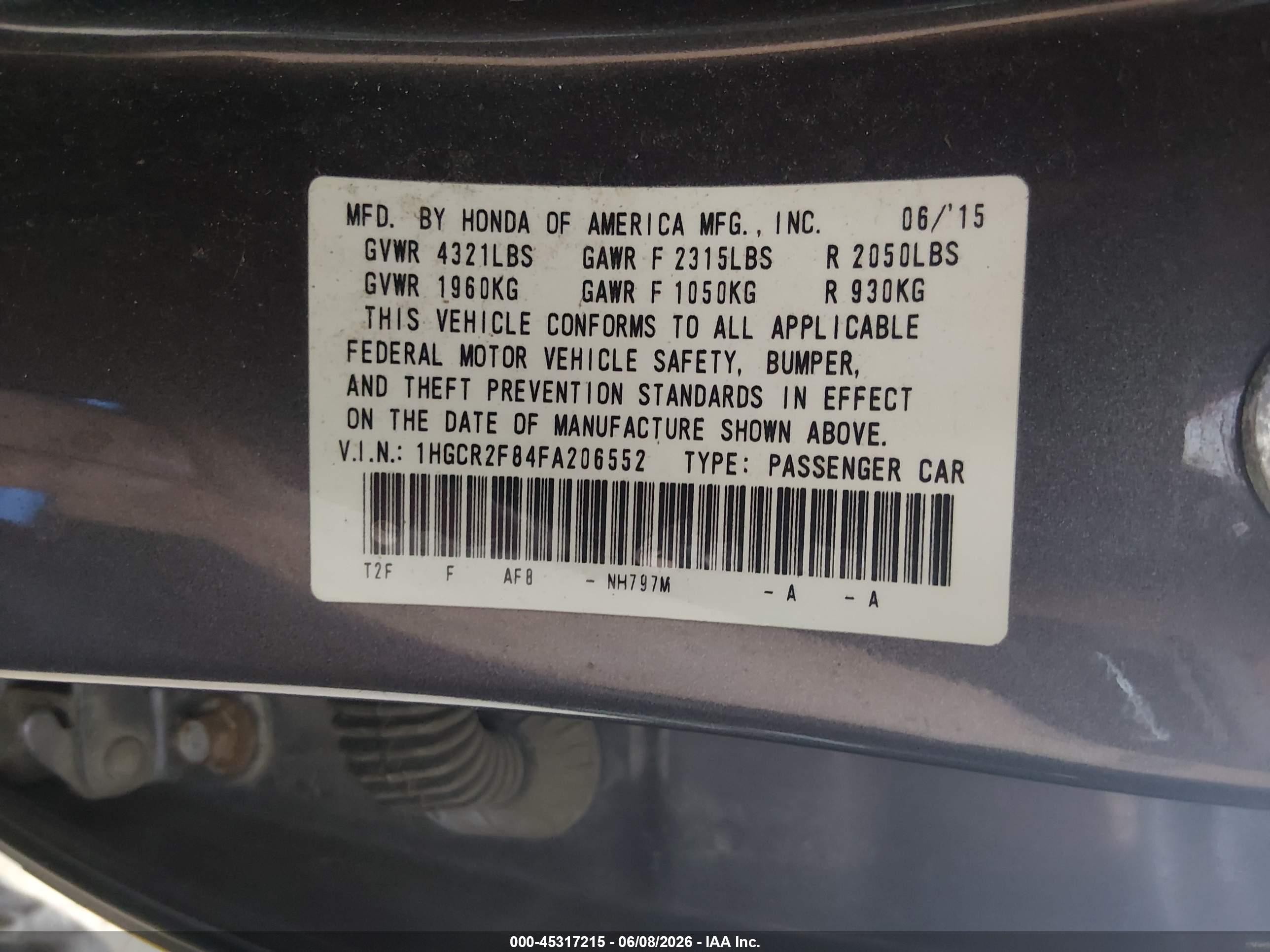 2015 Honda Accord Ex-l Orange vin: 1HGCR2F84FA206552