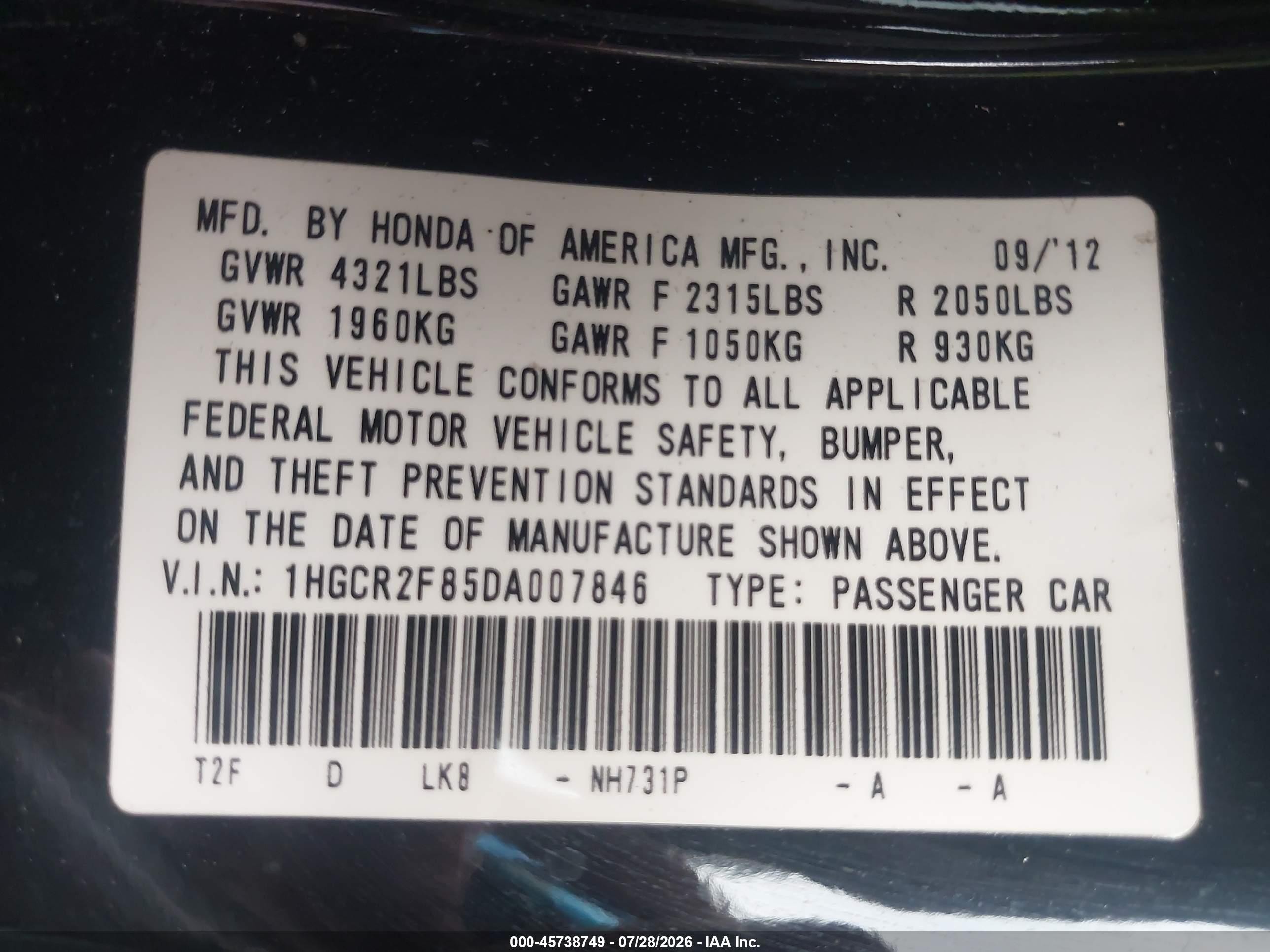 2013 Honda Accord Ex-l Black vin: 1HGCR2F85DA007846