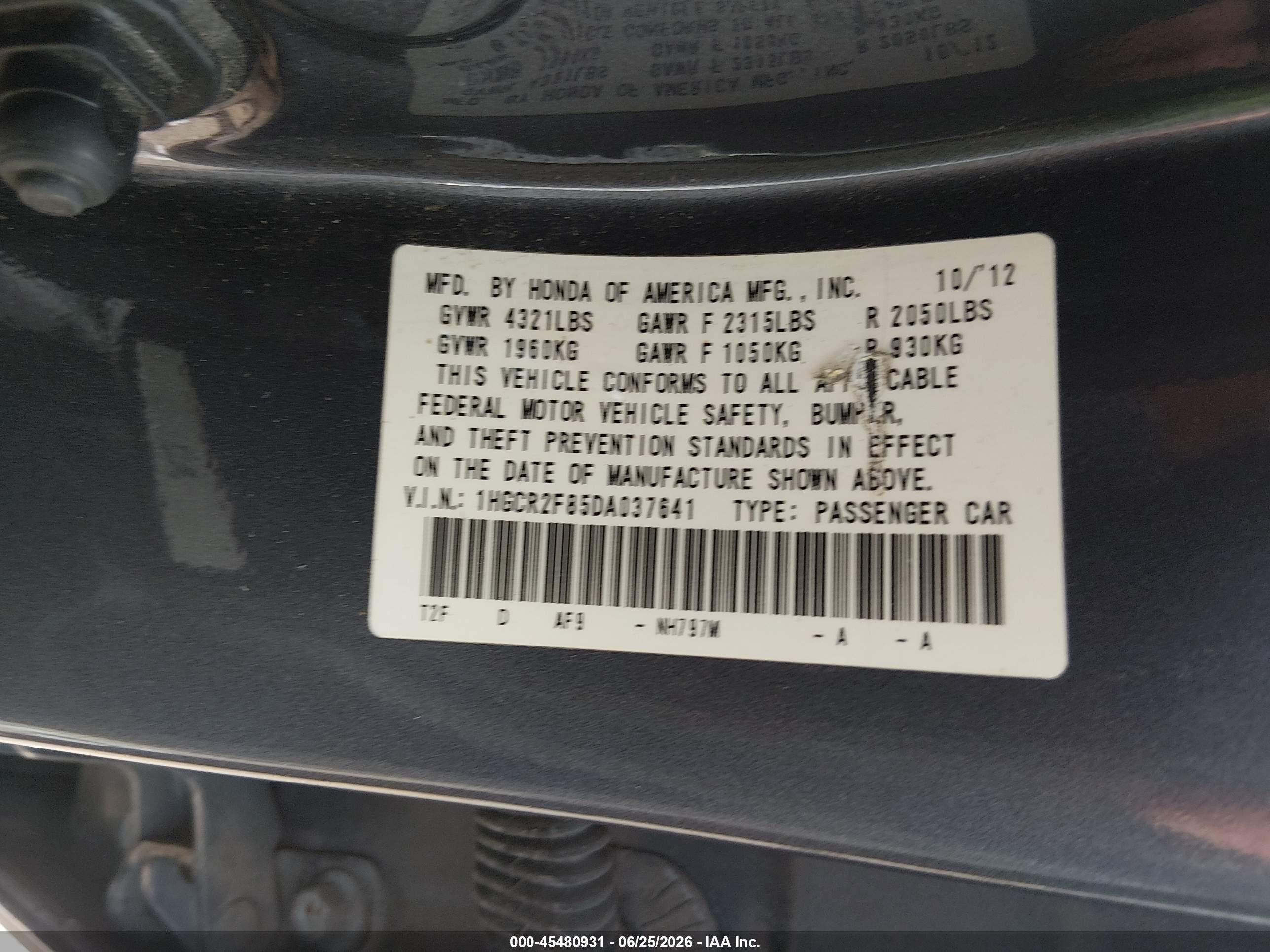 2013 Honda Accord Ex-l Gray vin: 1HGCR2F85DA037641