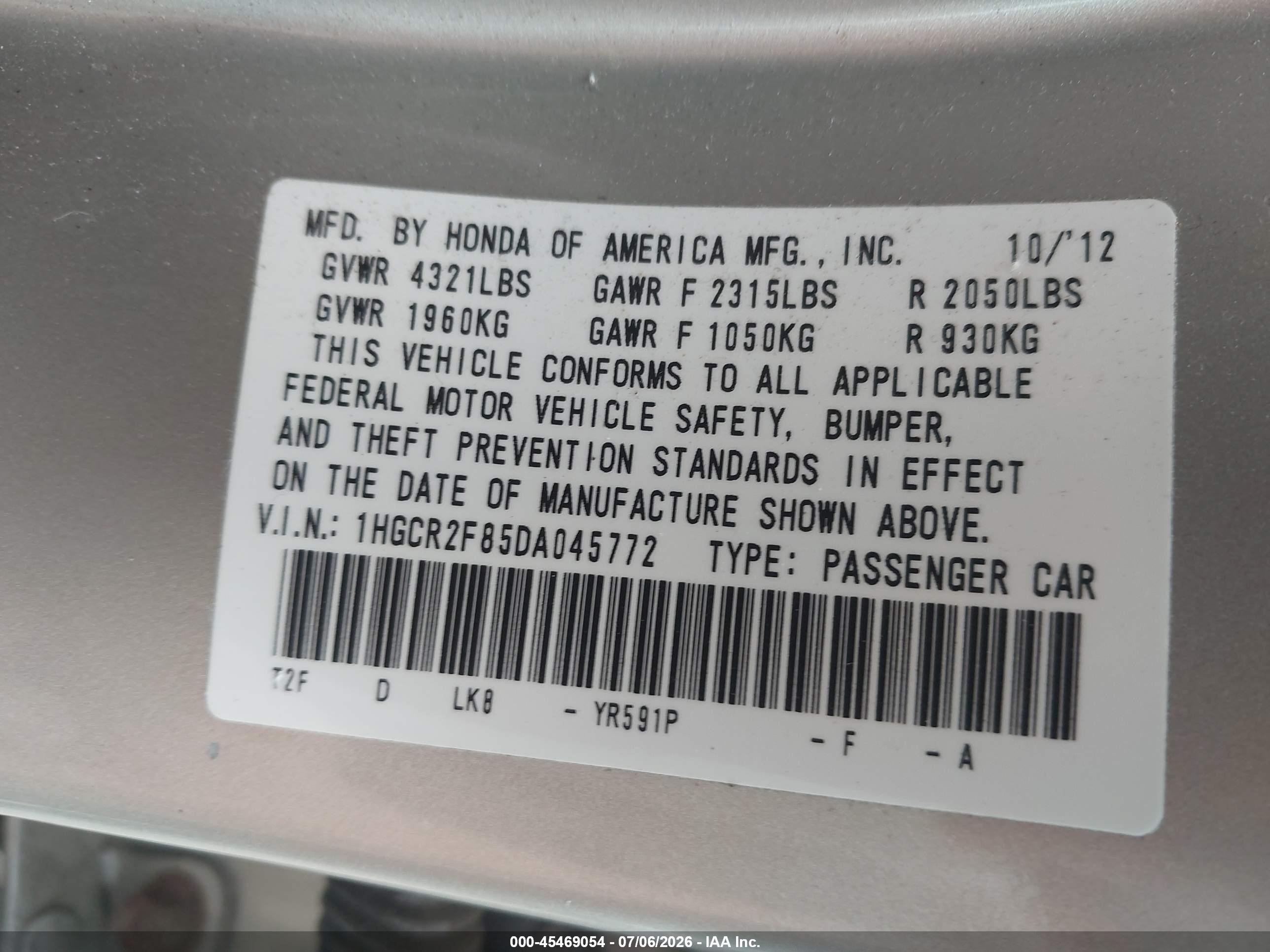 2013 Honda Accord Ex-l Gold vin: 1HGCR2F85DA045772