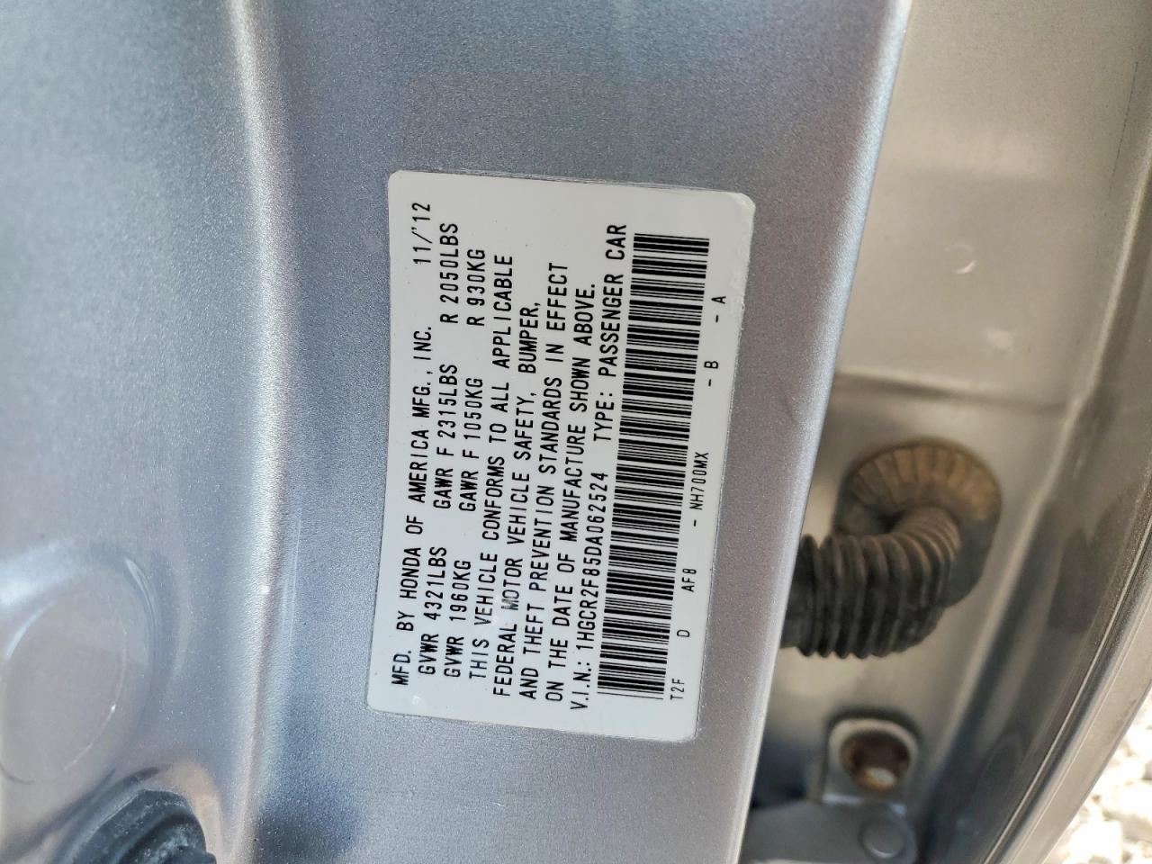 2013 Honda Accord Exl Silver vin: 1HGCR2F85DA062524