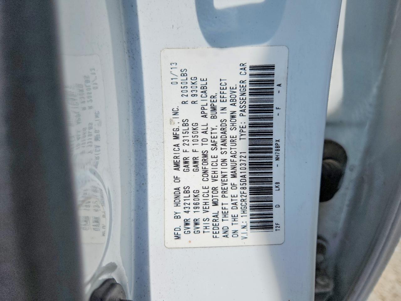 2013 Honda Accord Exl White vin: 1HGCR2F85DA103721