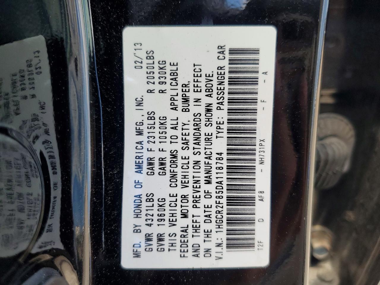 2013 Honda Accord Exl Черный vin: 1HGCR2F85DA118784