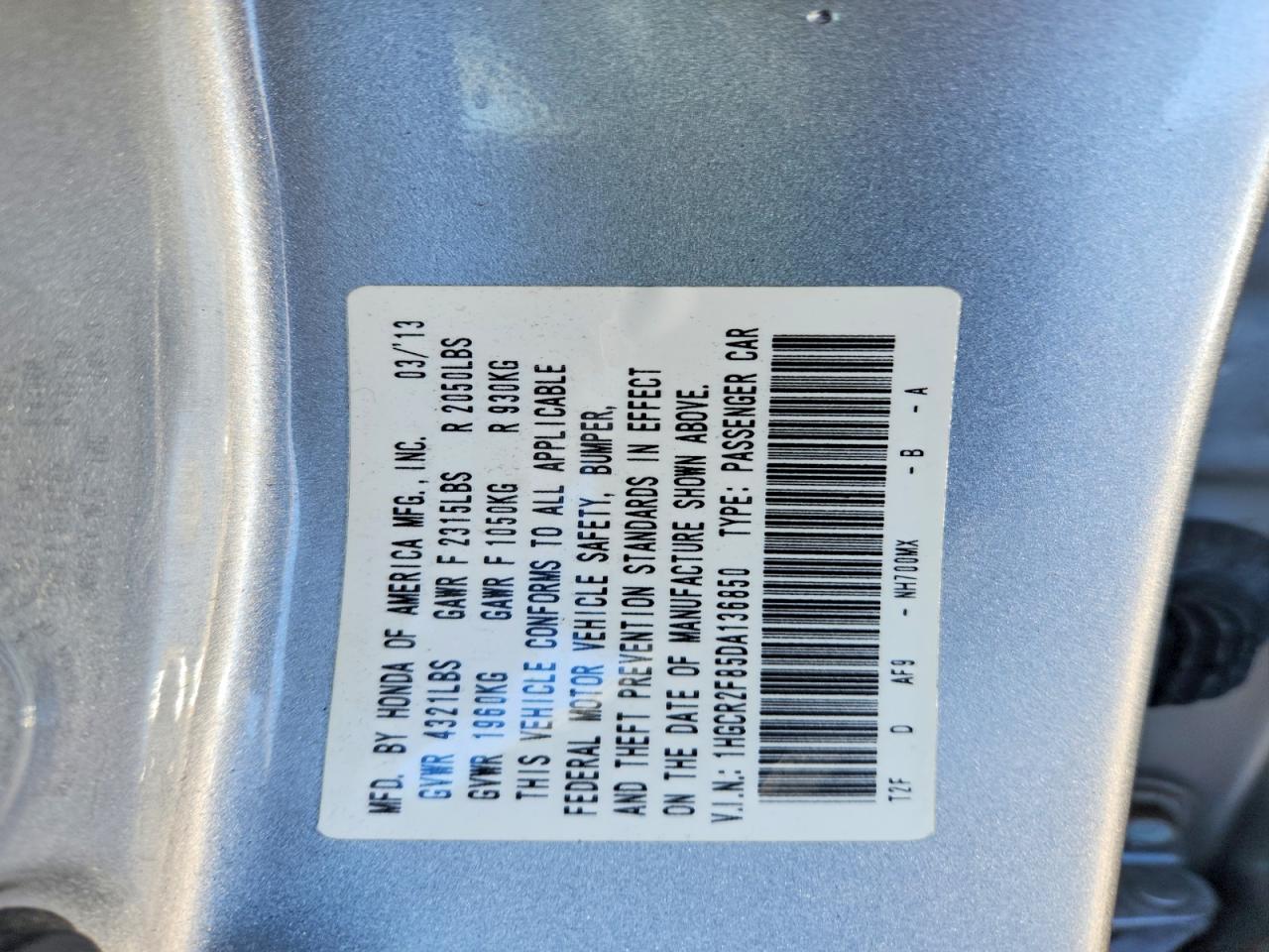 2013 Honda Accord Exl Серебряный vin: 1HGCR2F85DA136850