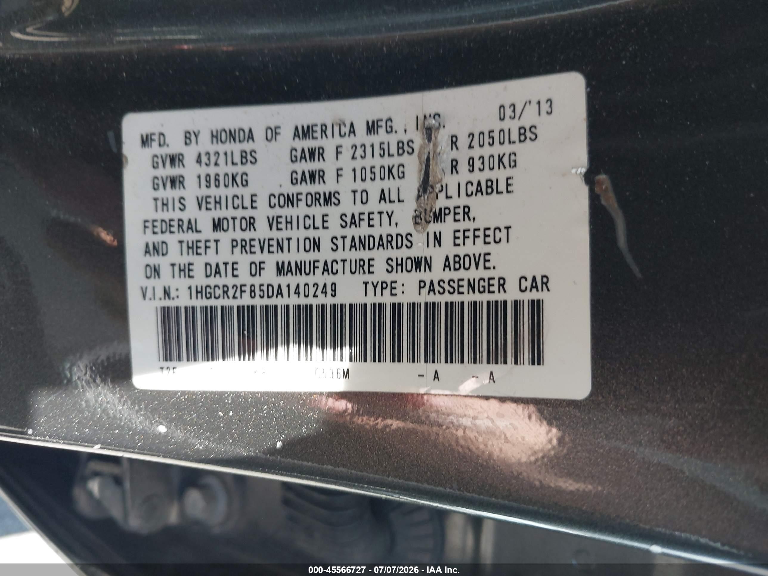 2013 Honda Accord Ex-l Gray vin: 1HGCR2F85DA140249
