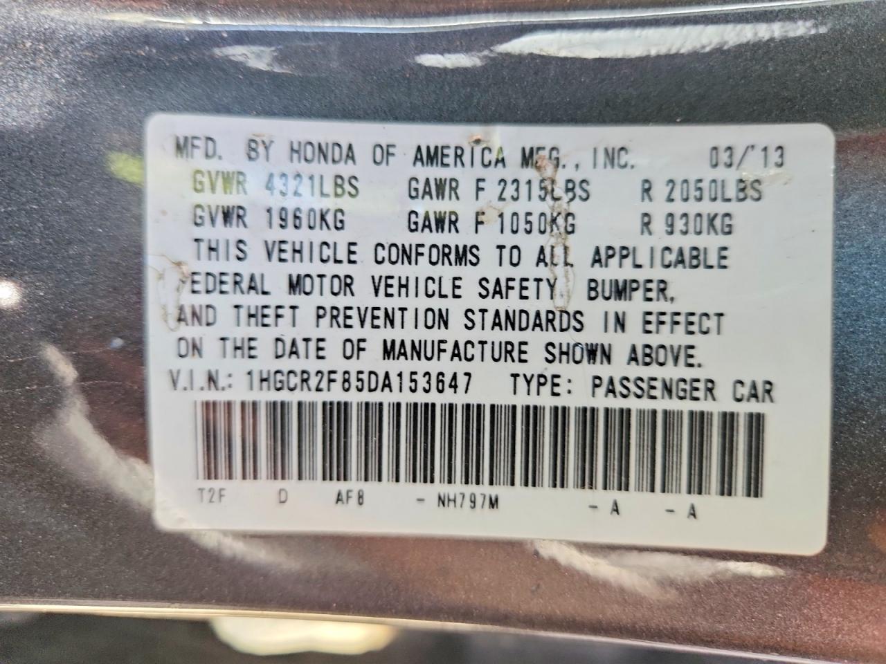 2013 Honda Accord Exl Gray vin: 1HGCR2F85DA153647