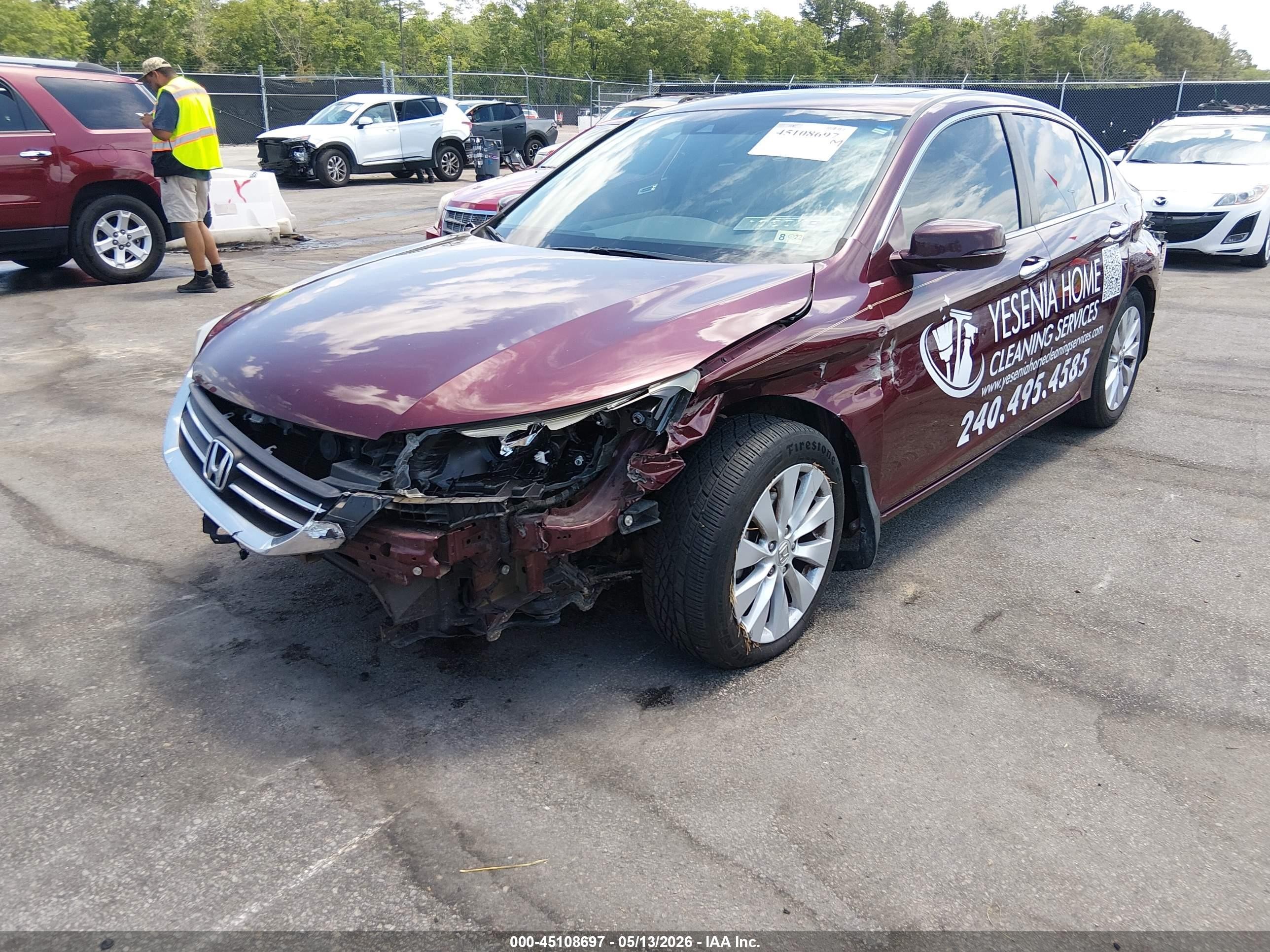 2013 Honda Accord Ex-l Бордовый vin: 1HGCR2F85DA201938