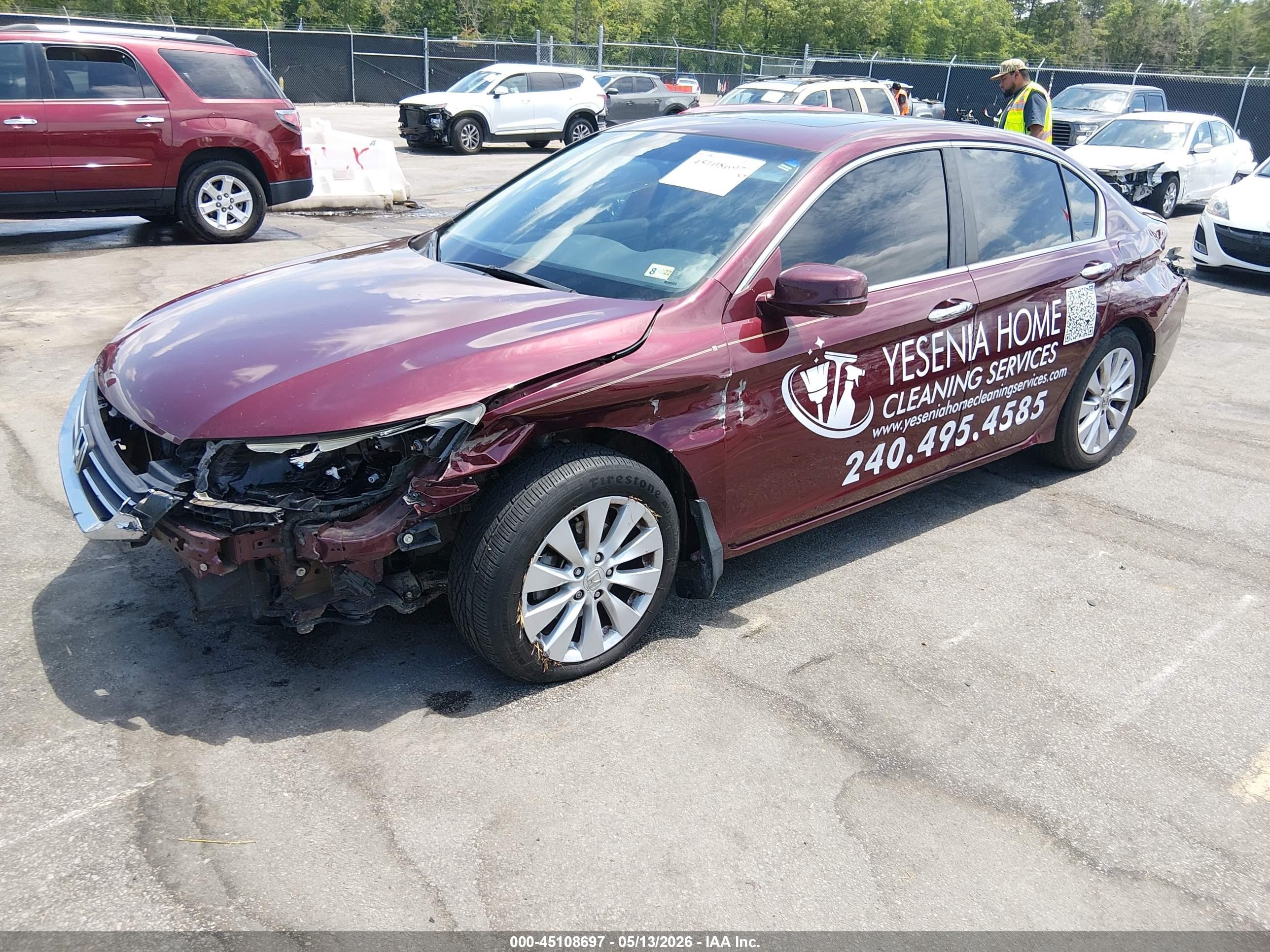 2013 Honda Accord Ex-l Бордовый vin: 1HGCR2F85DA201938