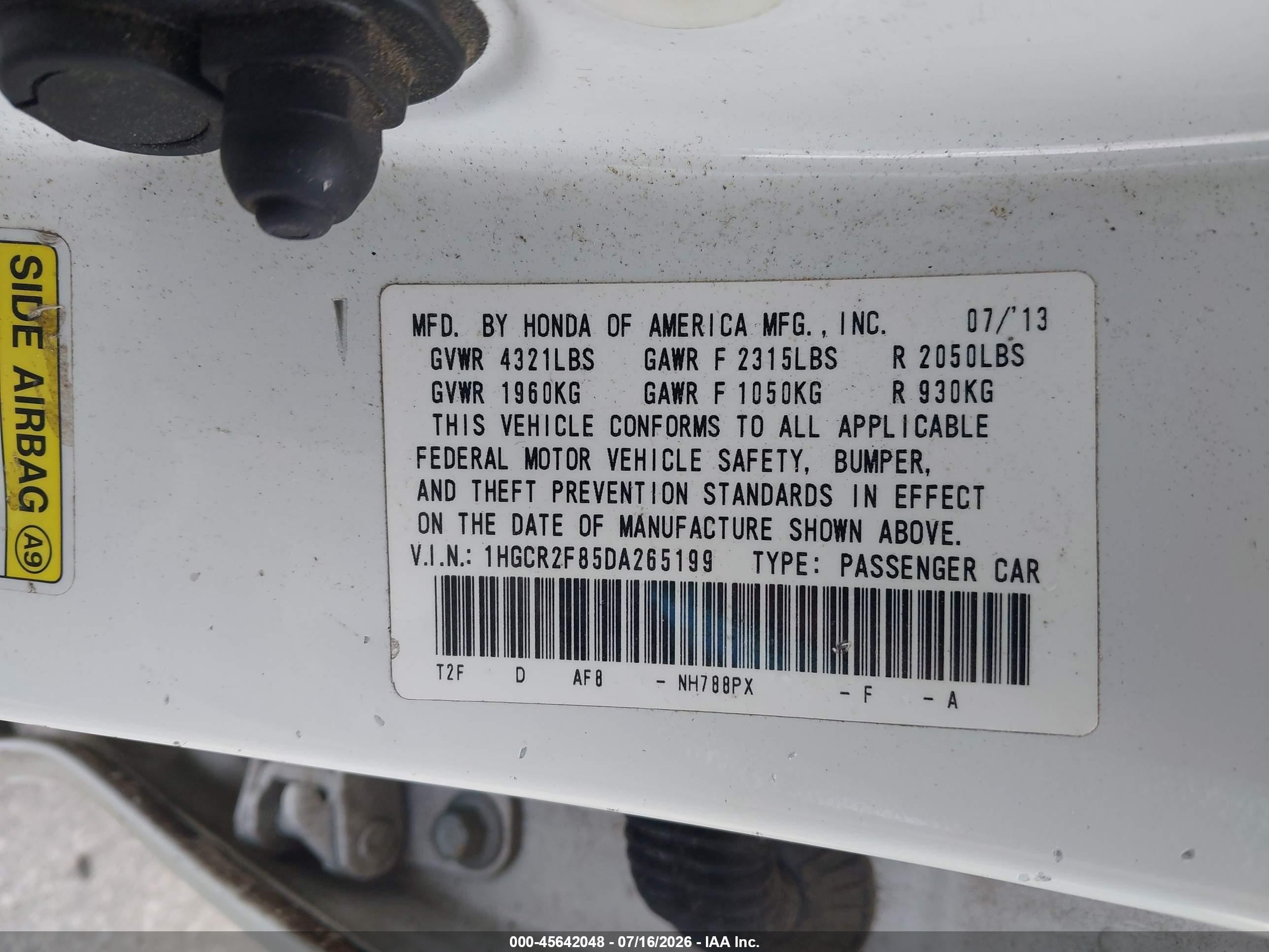 2013 Honda Accord Ex-l White vin: 1HGCR2F85DA265199
