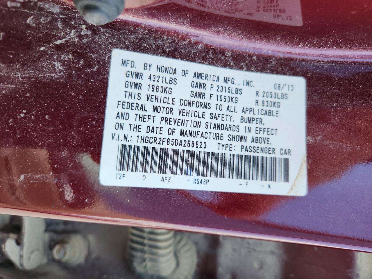 2013 Honda Accord Exl Burgundy vin: 1HGCR2F85DA266823
