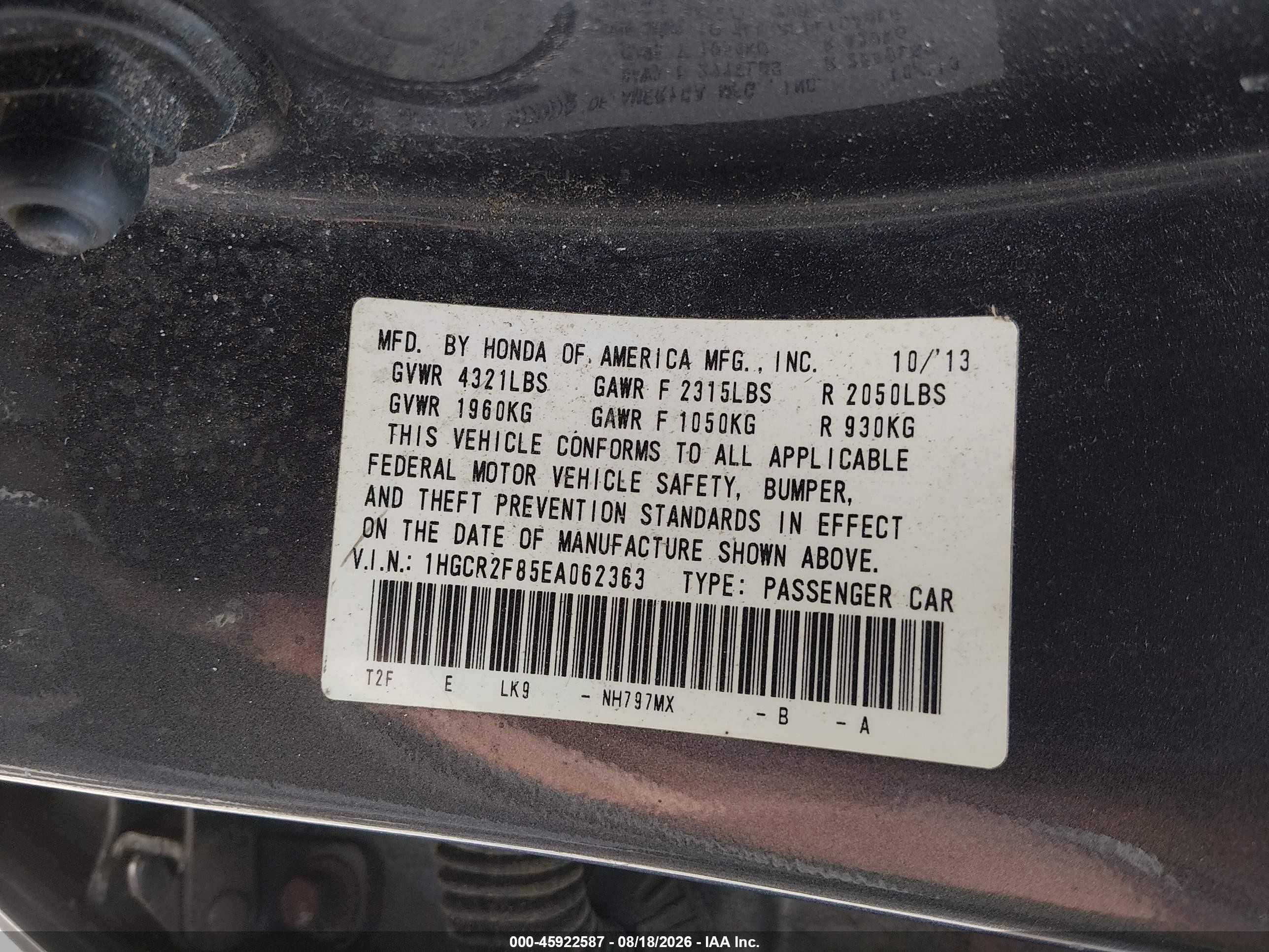 2014 Honda Accord Ex-l Gray vin: 1HGCR2F85EA062363