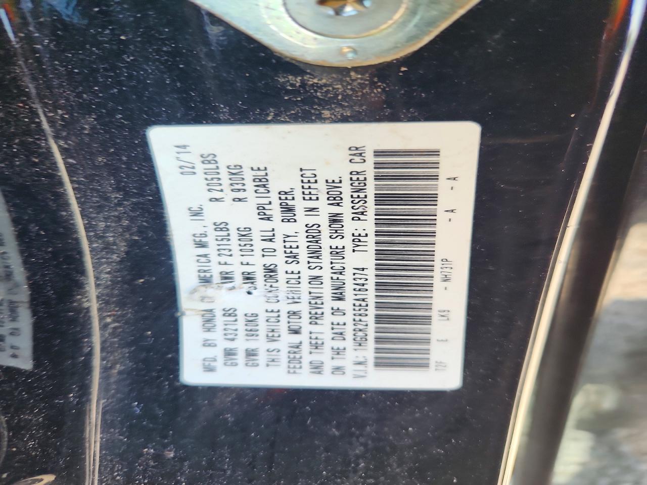 2014 Honda Accord Exl Black vin: 1HGCR2F85EA164374