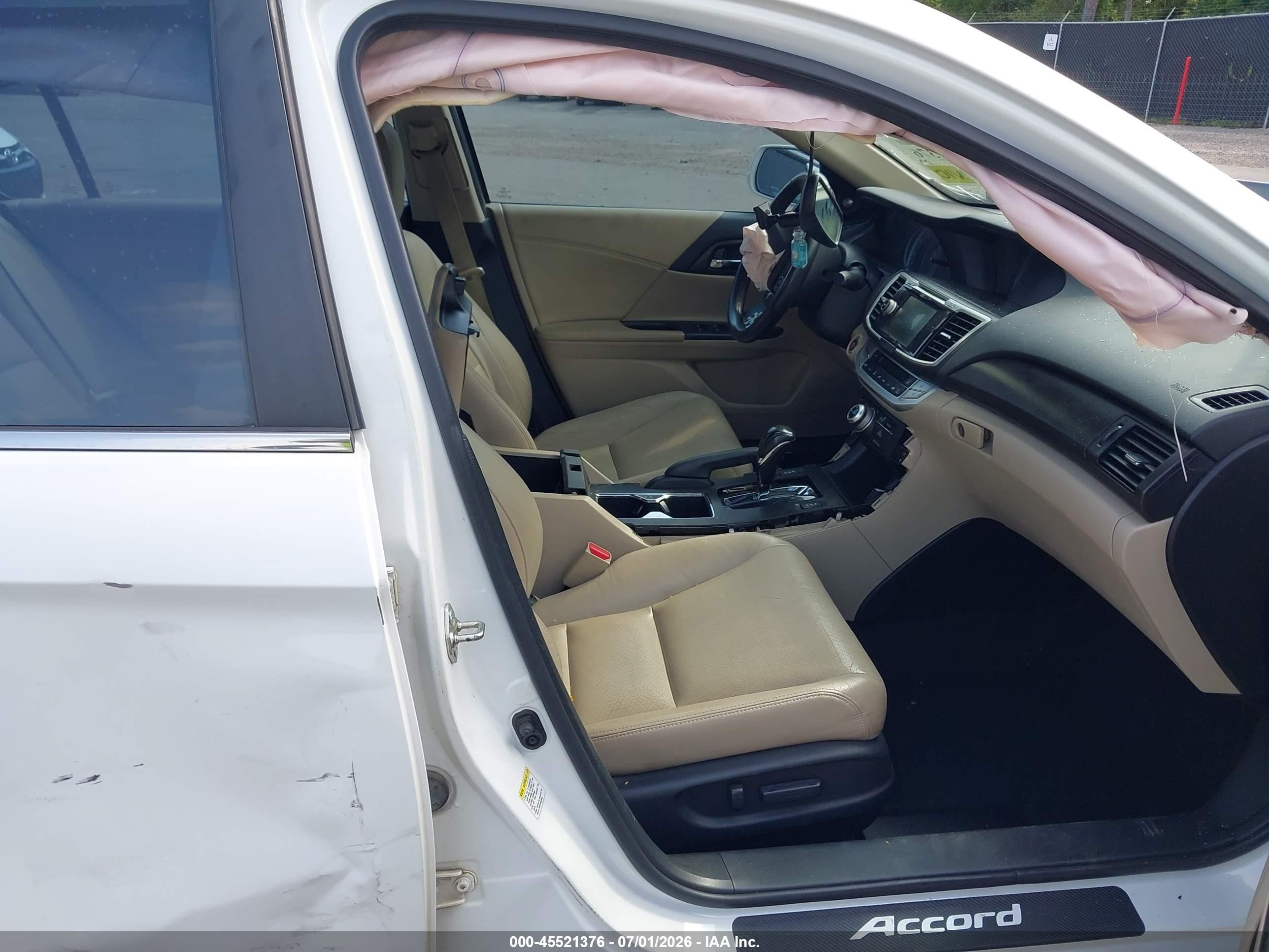 2015 Honda Accord Ex-l White vin: 1HGCR2F85FA062879