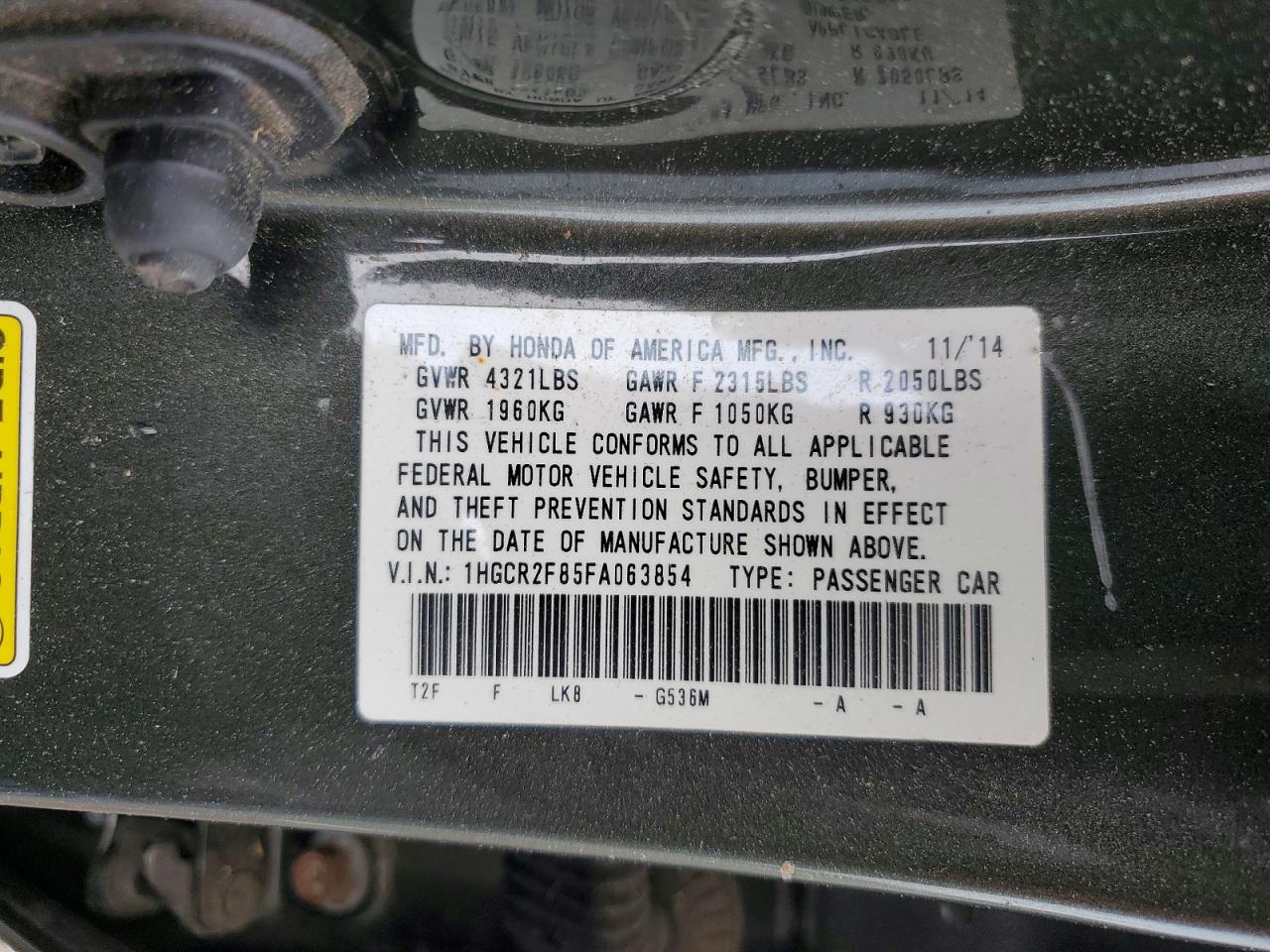 2015 Honda Accord Exl Gray vin: 1HGCR2F85FA063854