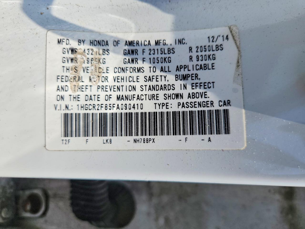 2015 Honda Accord Exl White vin: 1HGCR2F85FA090410