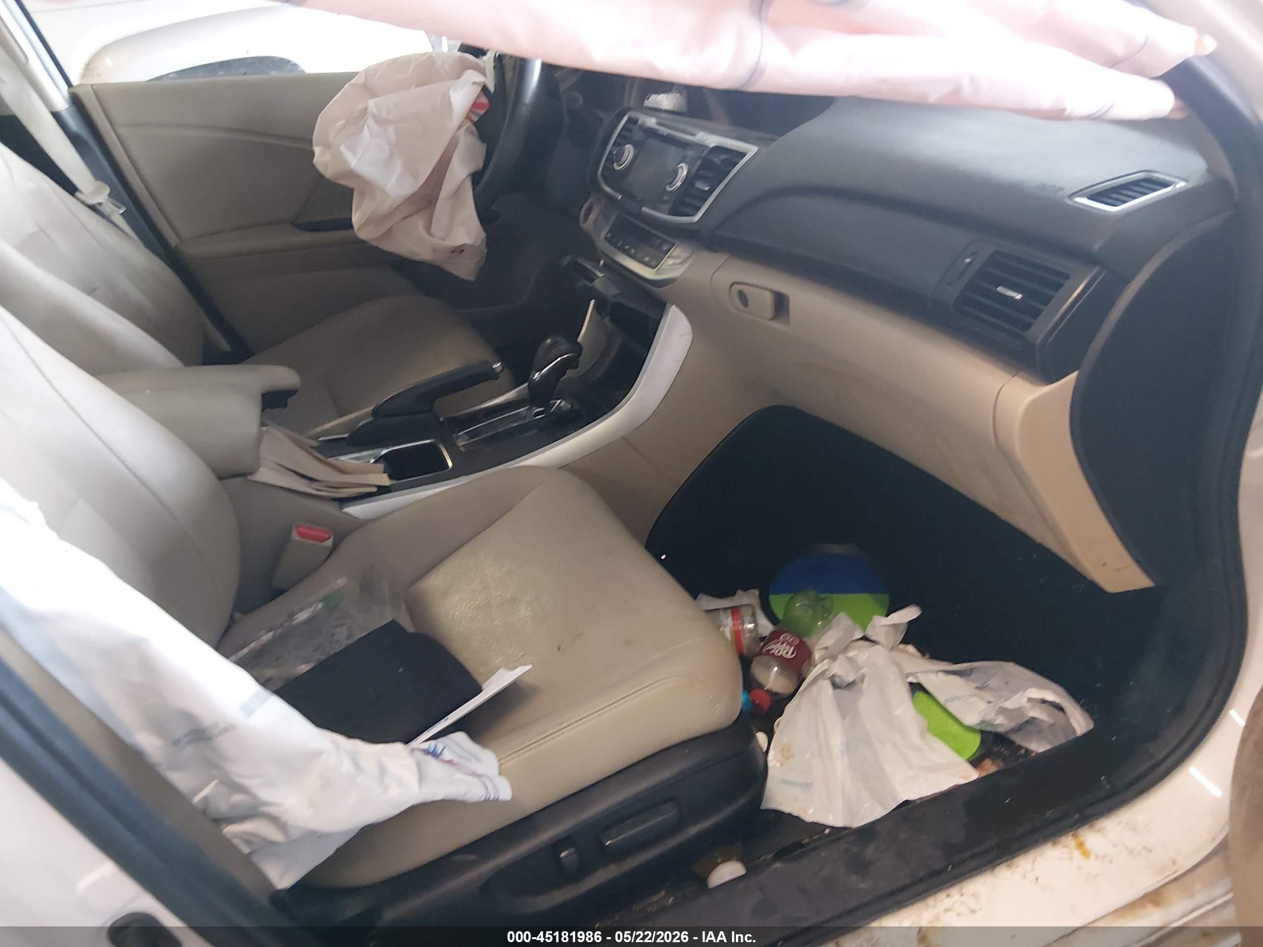 2015 Honda Accord Ex-l White vin: 1HGCR2F85FA179796