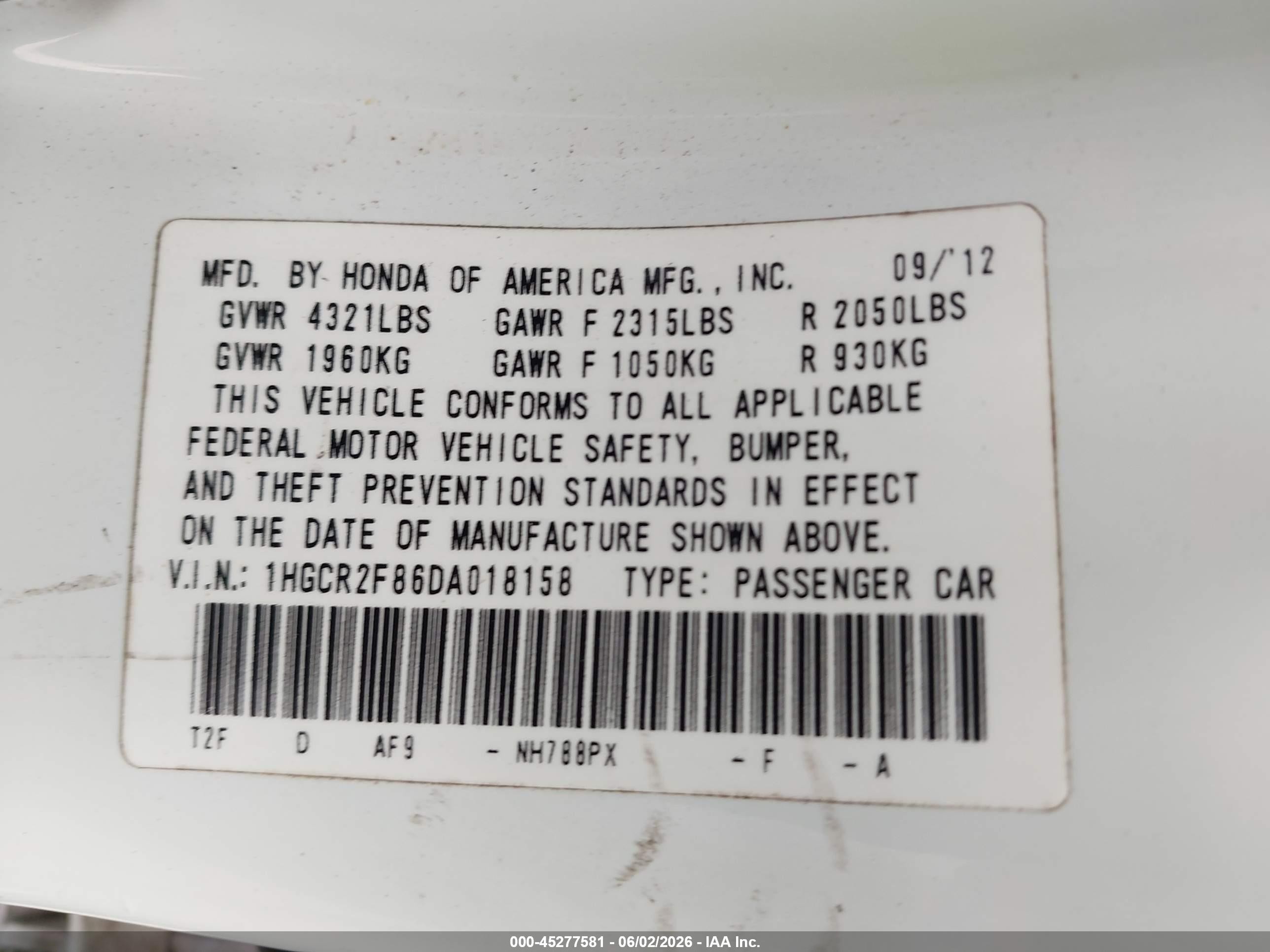 2013 Honda Accord Ex-l White vin: 1HGCR2F86DA018158