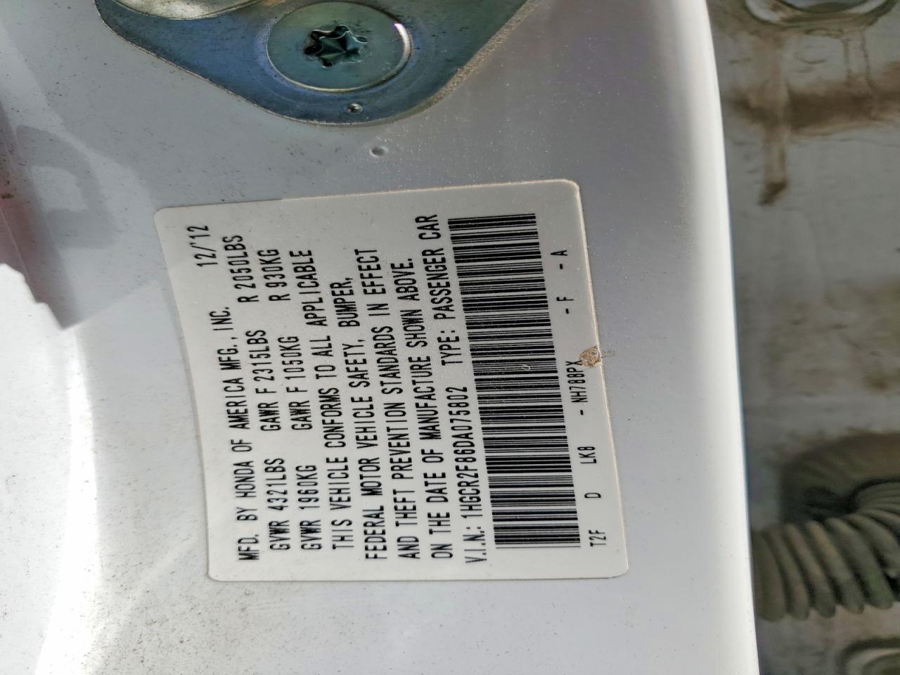 2013 Honda Accord Exl White vin: 1HGCR2F86DA075802