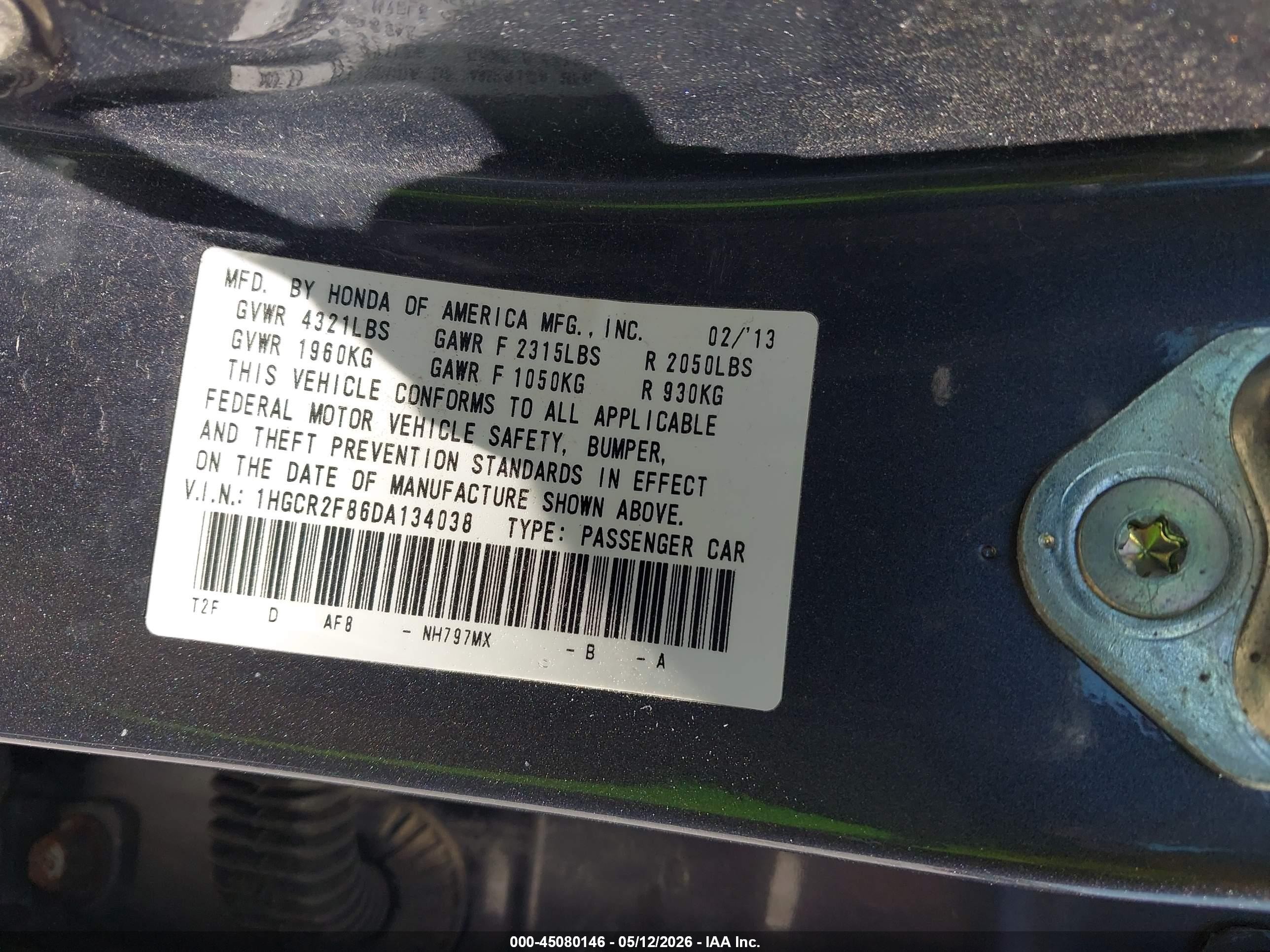 2013 Honda Accord Ex-l Gray vin: 1HGCR2F86DA134038