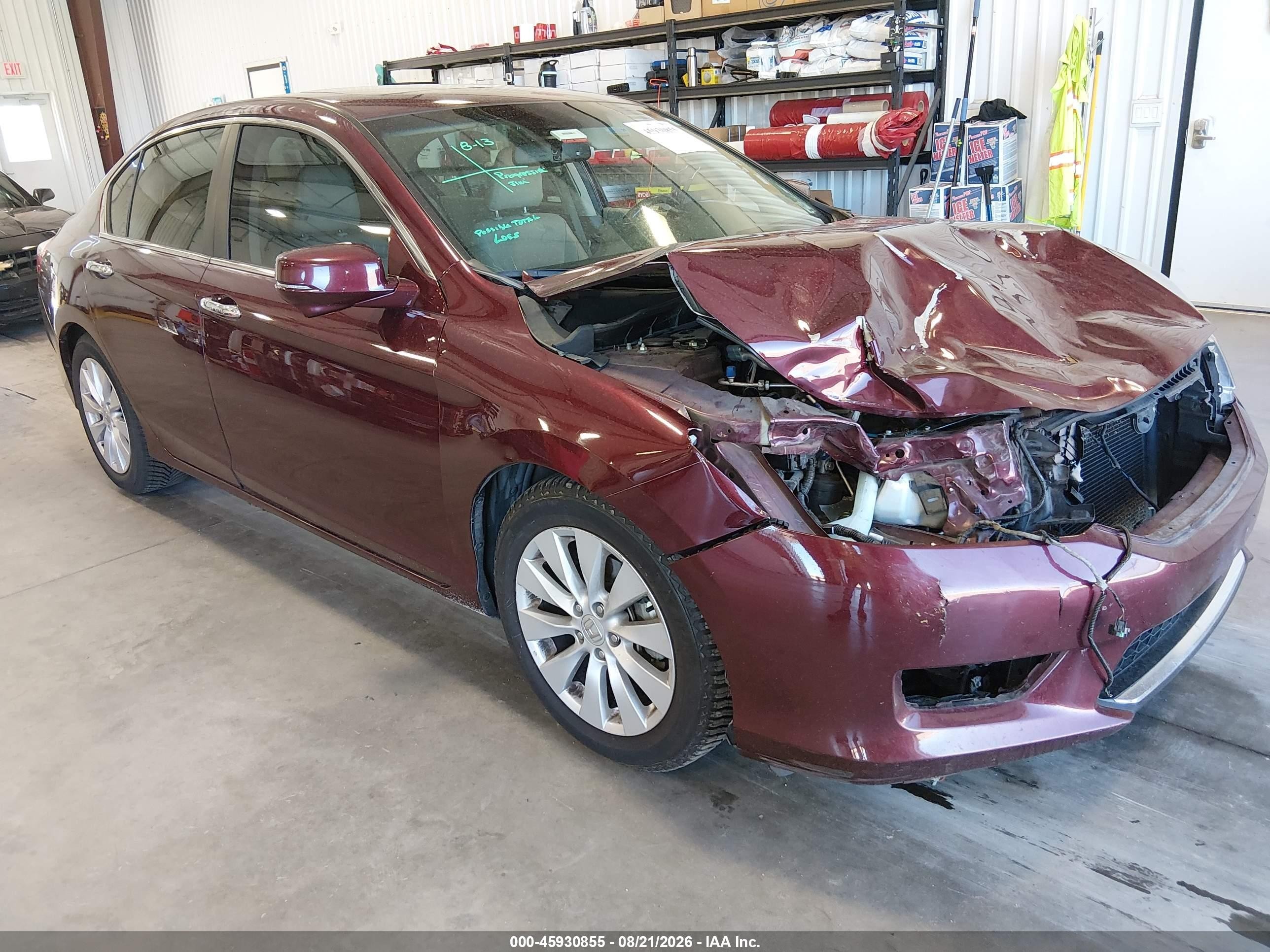 2013 Honda Accord Ex-l Burgundy vin: 1HGCR2F86DA143905