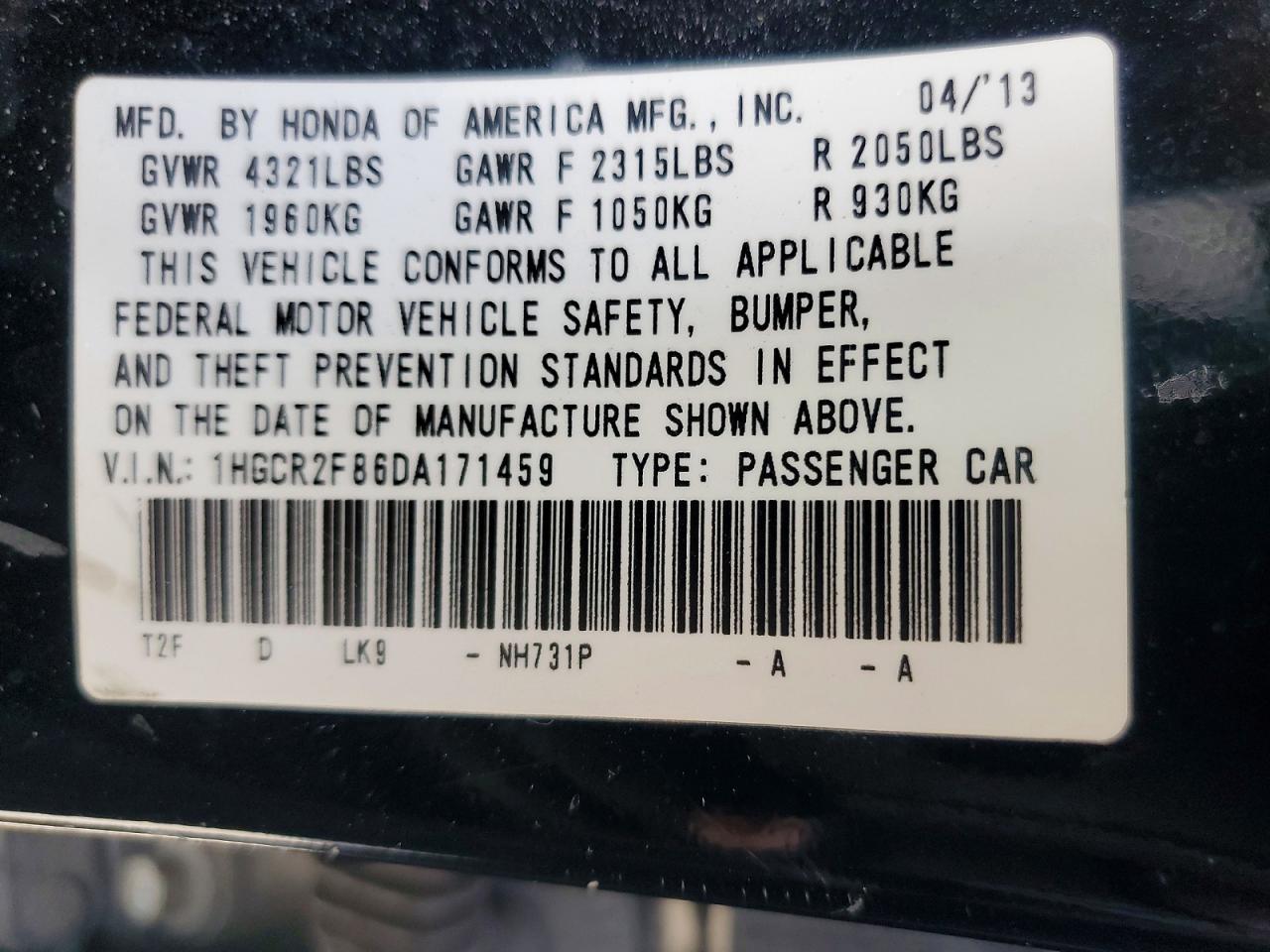 2013 Honda Accord Exl Черный vin: 1HGCR2F86DA171459
