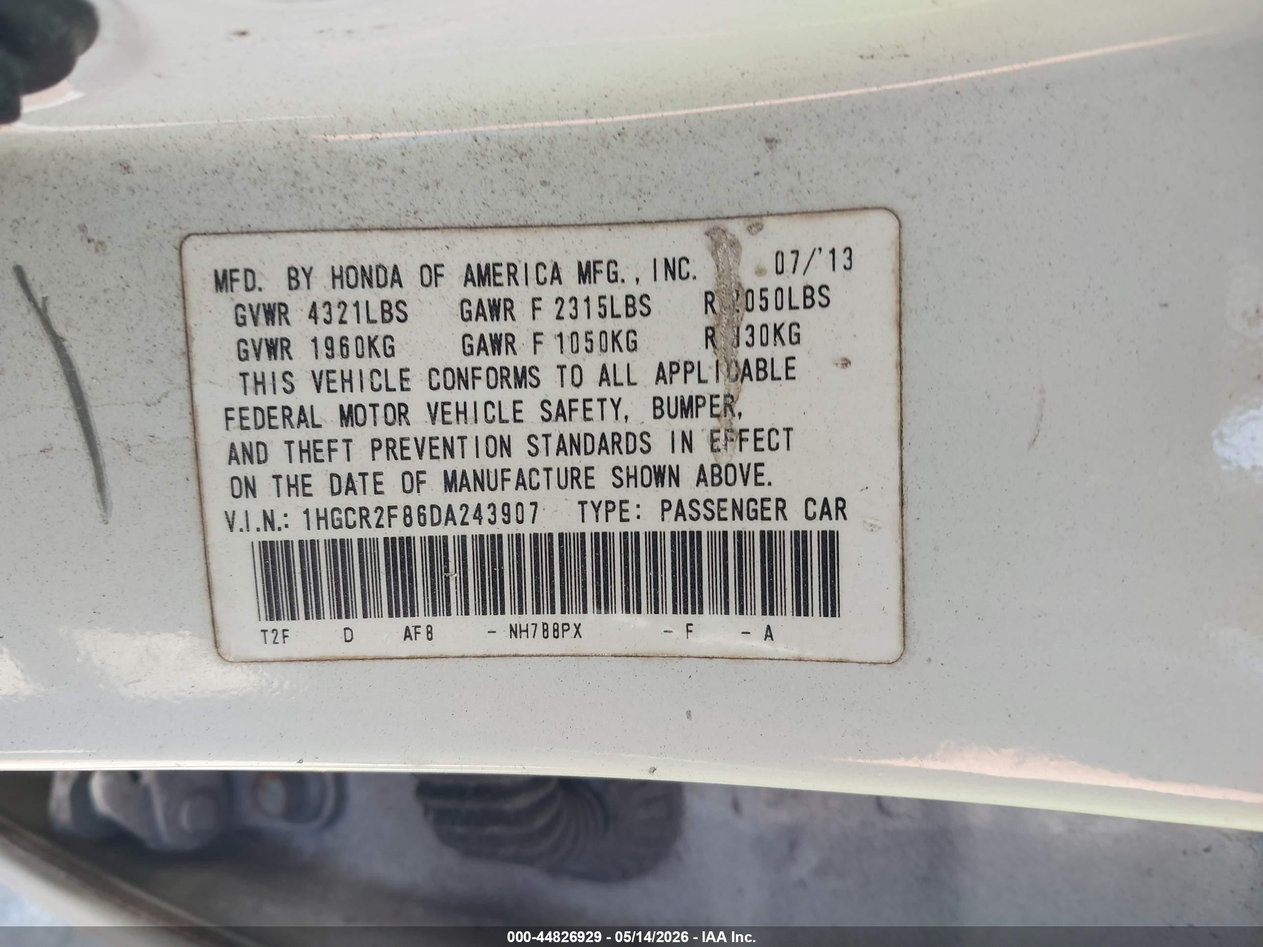 2013 Honda Accord Ex-l White vin: 1HGCR2F86DA243907