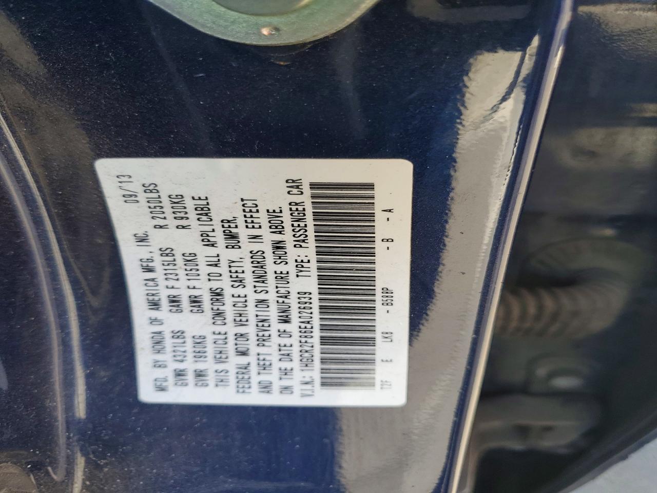 2014 Honda Accord Exl Blue vin: 1HGCR2F86EA026939