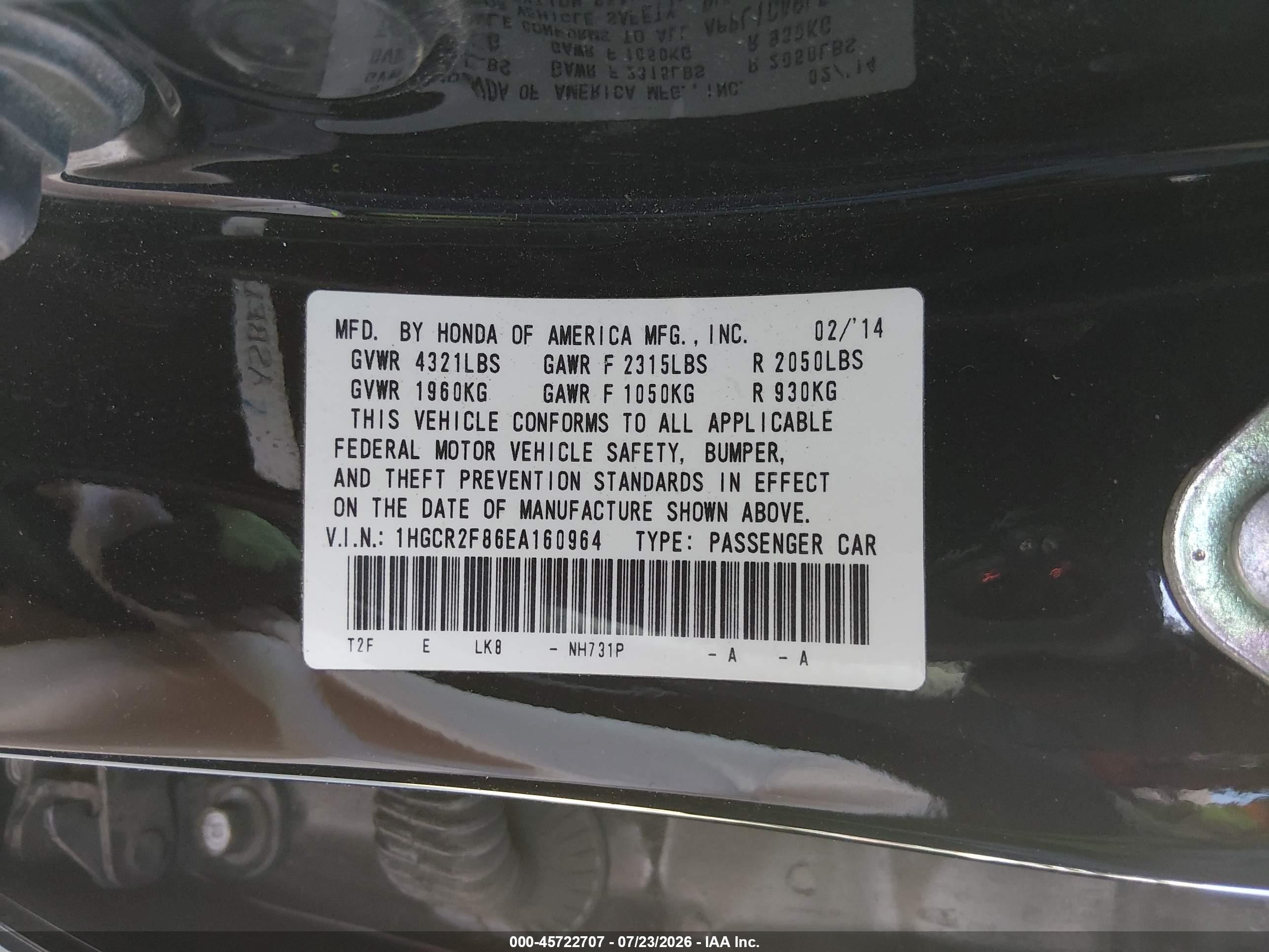 2014 Honda Accord Ex-l Black vin: 1HGCR2F86EA160964