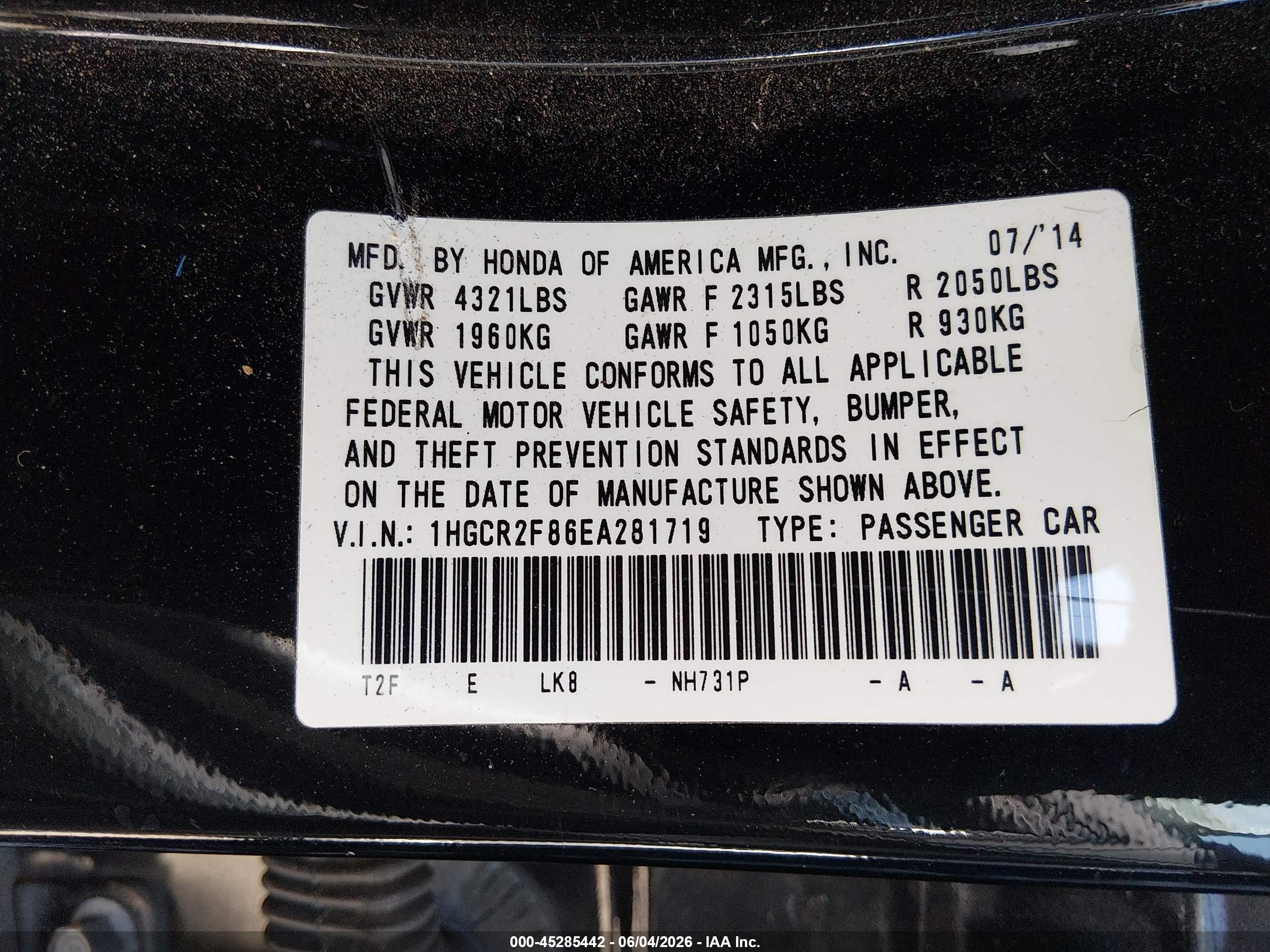 2014 Honda Accord Ex-l Black vin: 1HGCR2F86EA281719