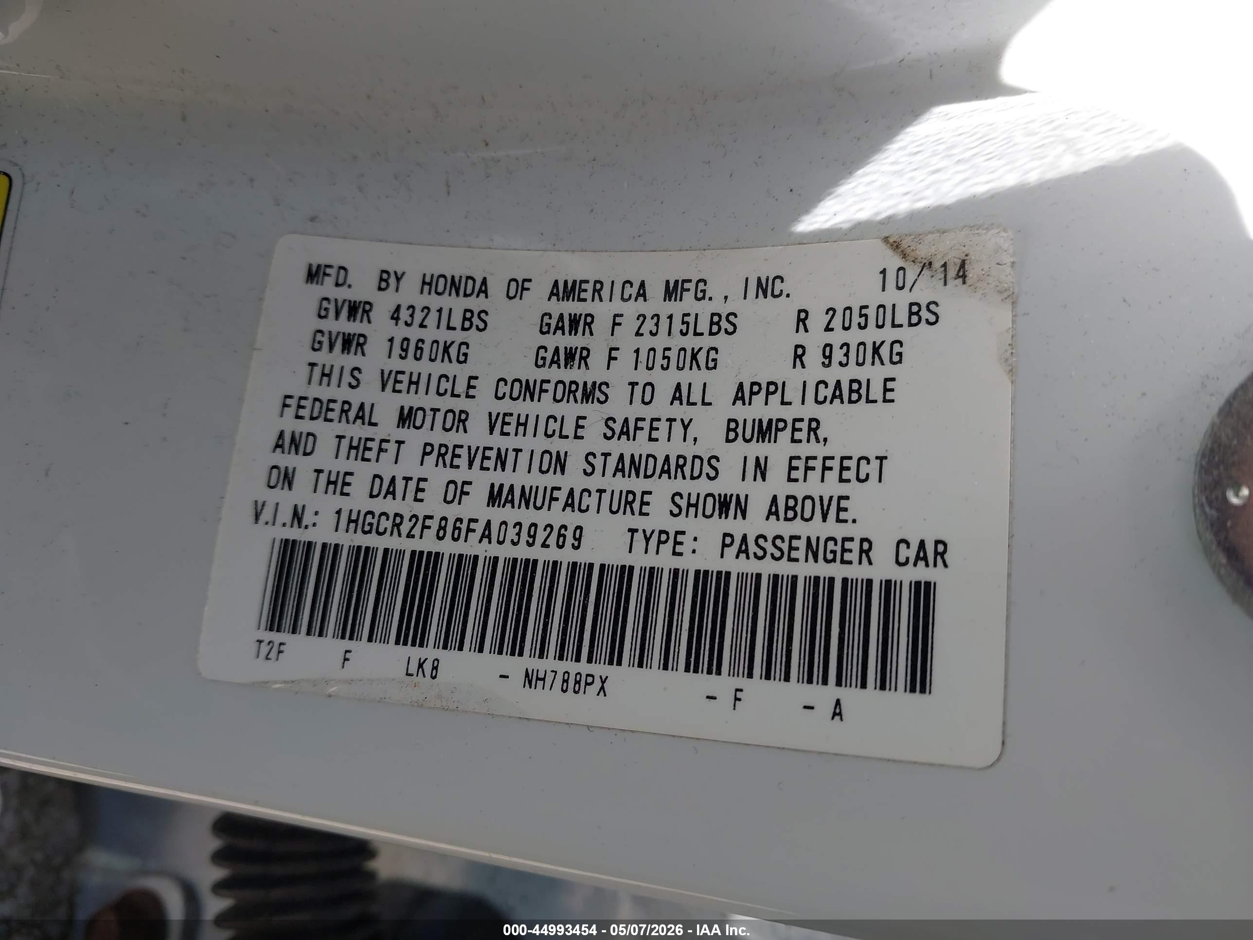 2015 Honda Accord Ex-l White vin: 1HGCR2F86FA039269