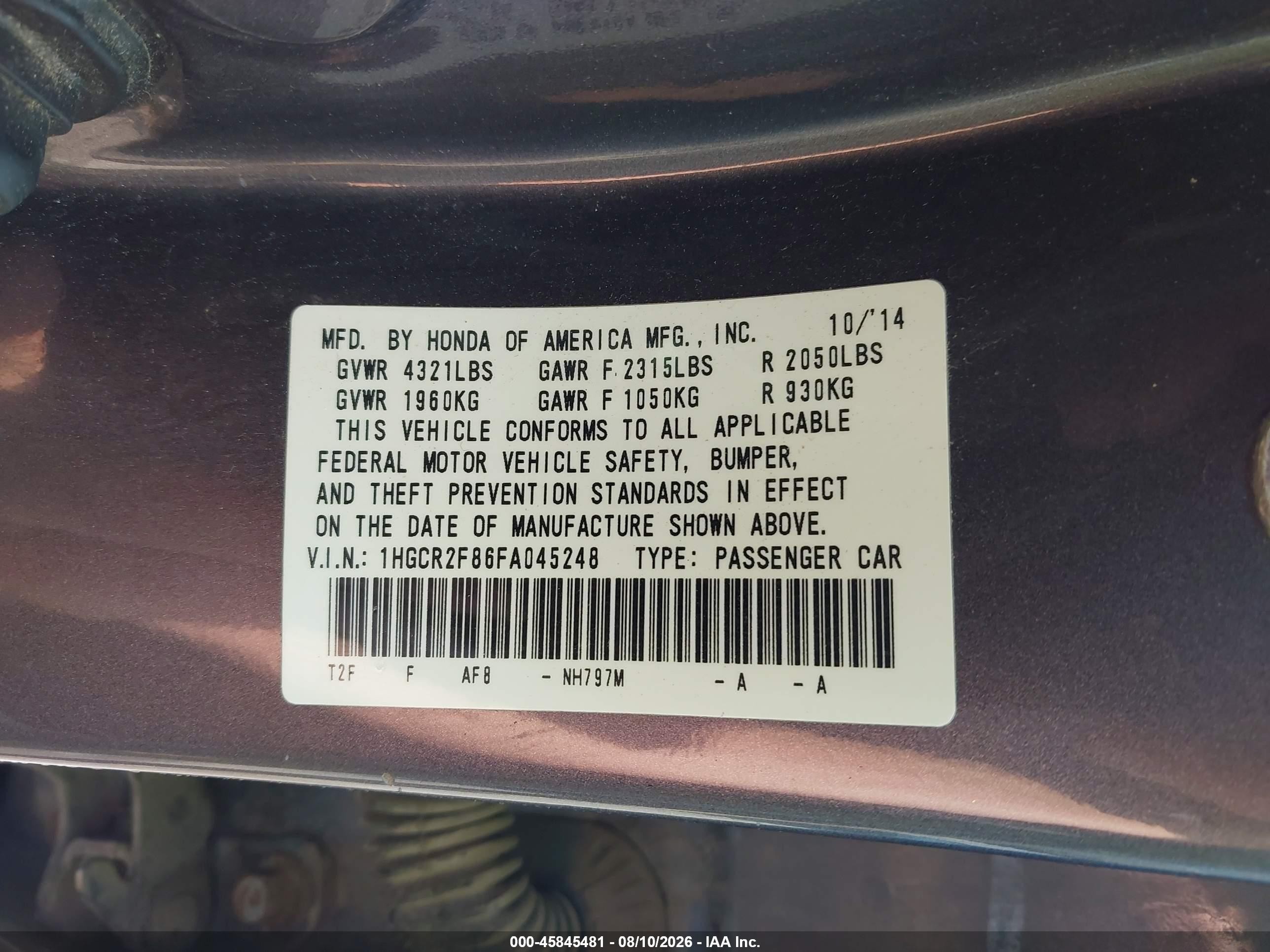 2015 Honda Accord Ex-l Gray vin: 1HGCR2F86FA045248